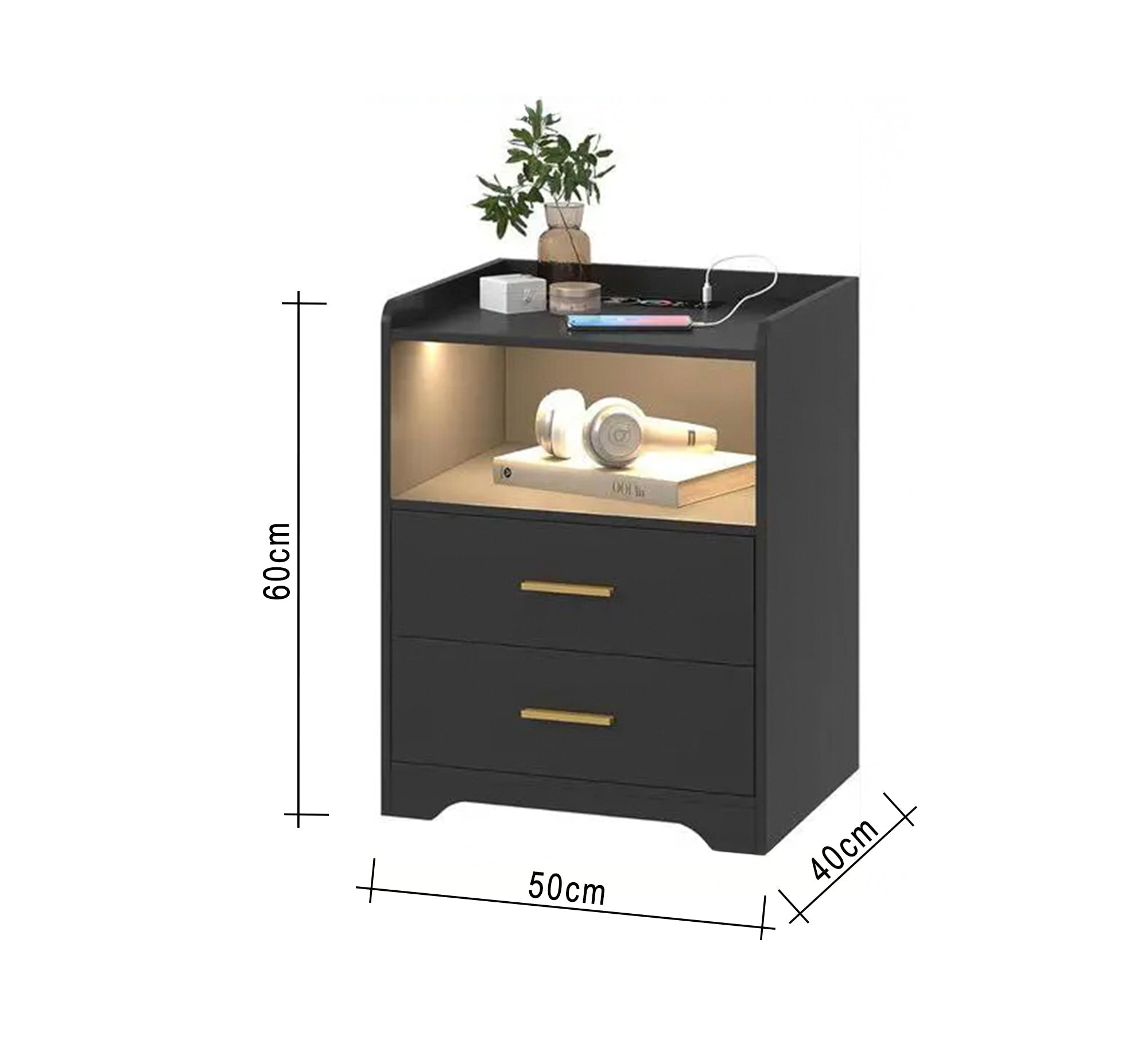 Modern nightstand with a regal touch - Vitrine Furniture - Nightstand