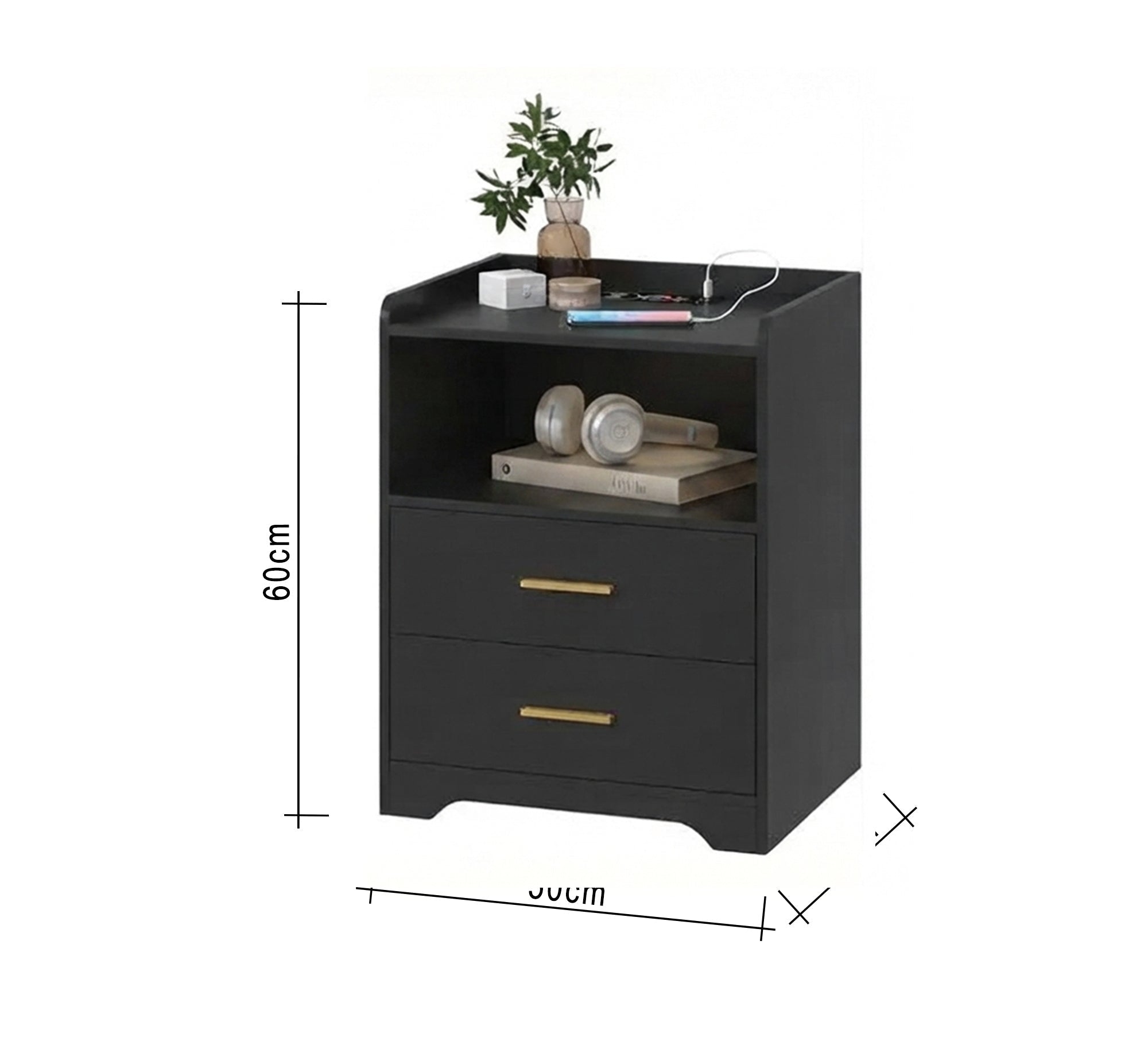 Modern nightstand with a regal touch - Vitrine Furniture - Nightstand