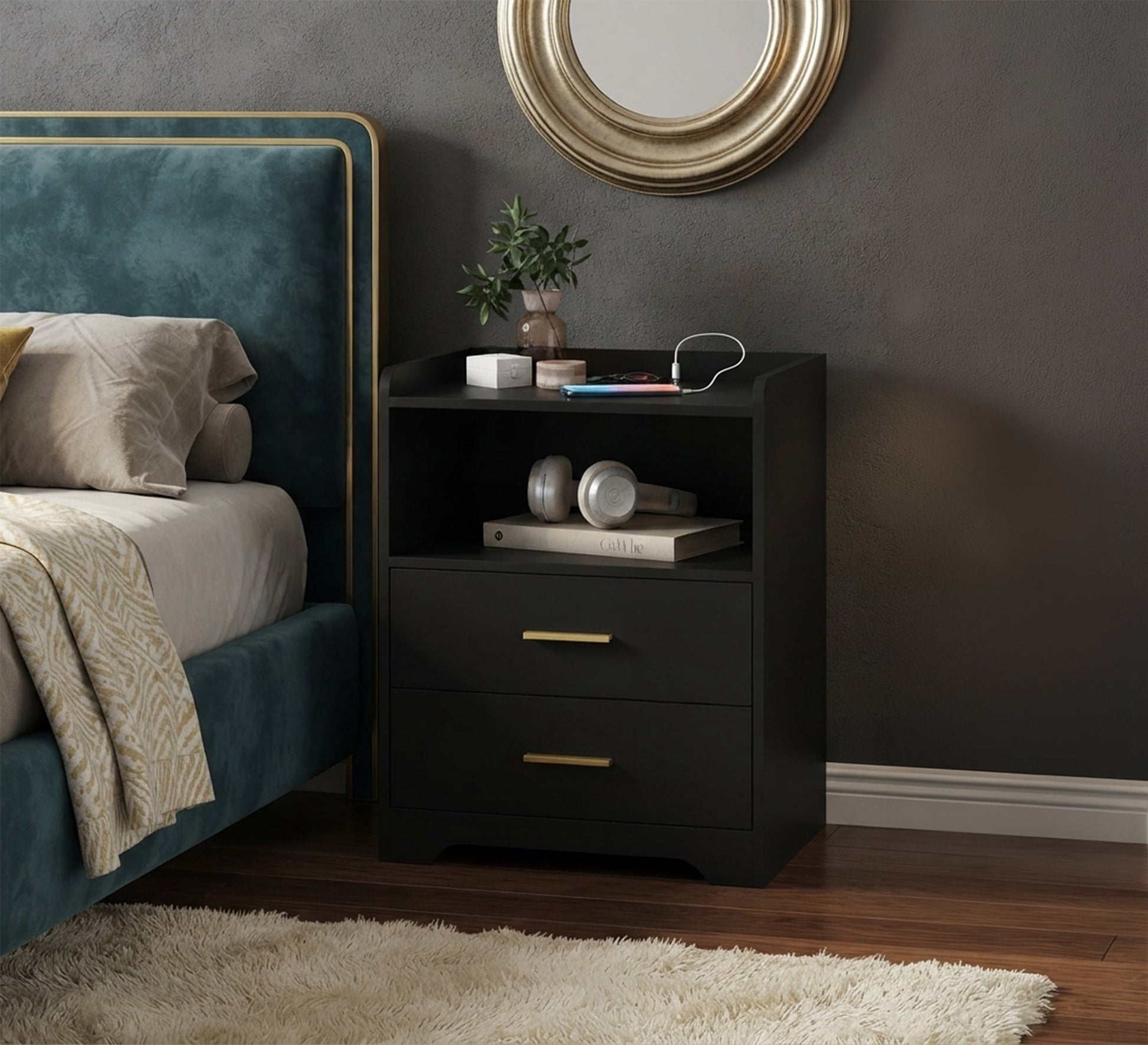 Modern nightstand with a regal touch - Vitrine Furniture - Nightstand