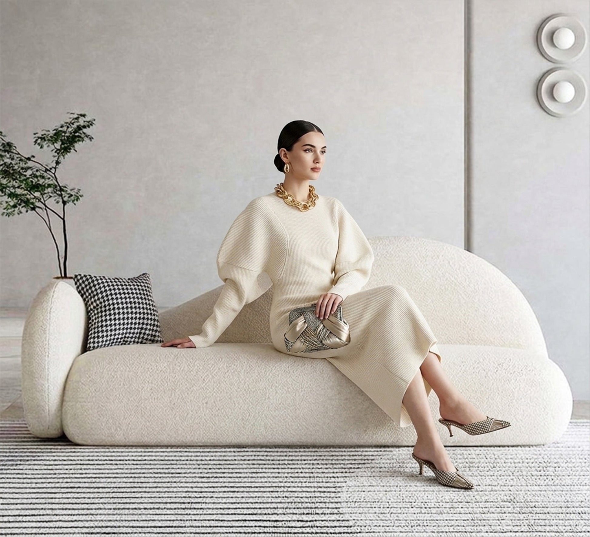 Modern off white curved sofa - Vitrine Furniture - Sofas