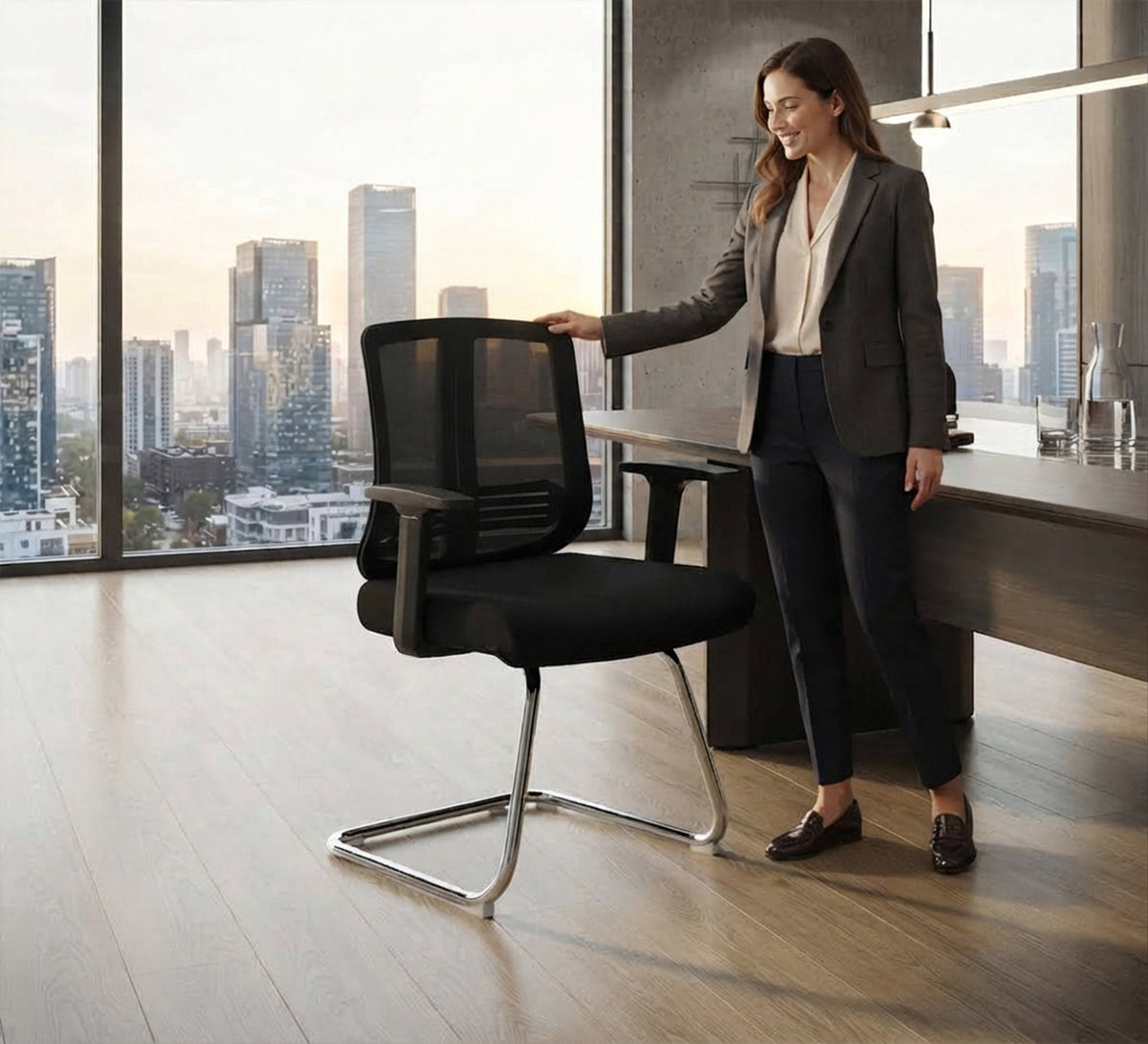 Modern office chair with a mesh back and support - Vitrine Furniture - Office Chairs
