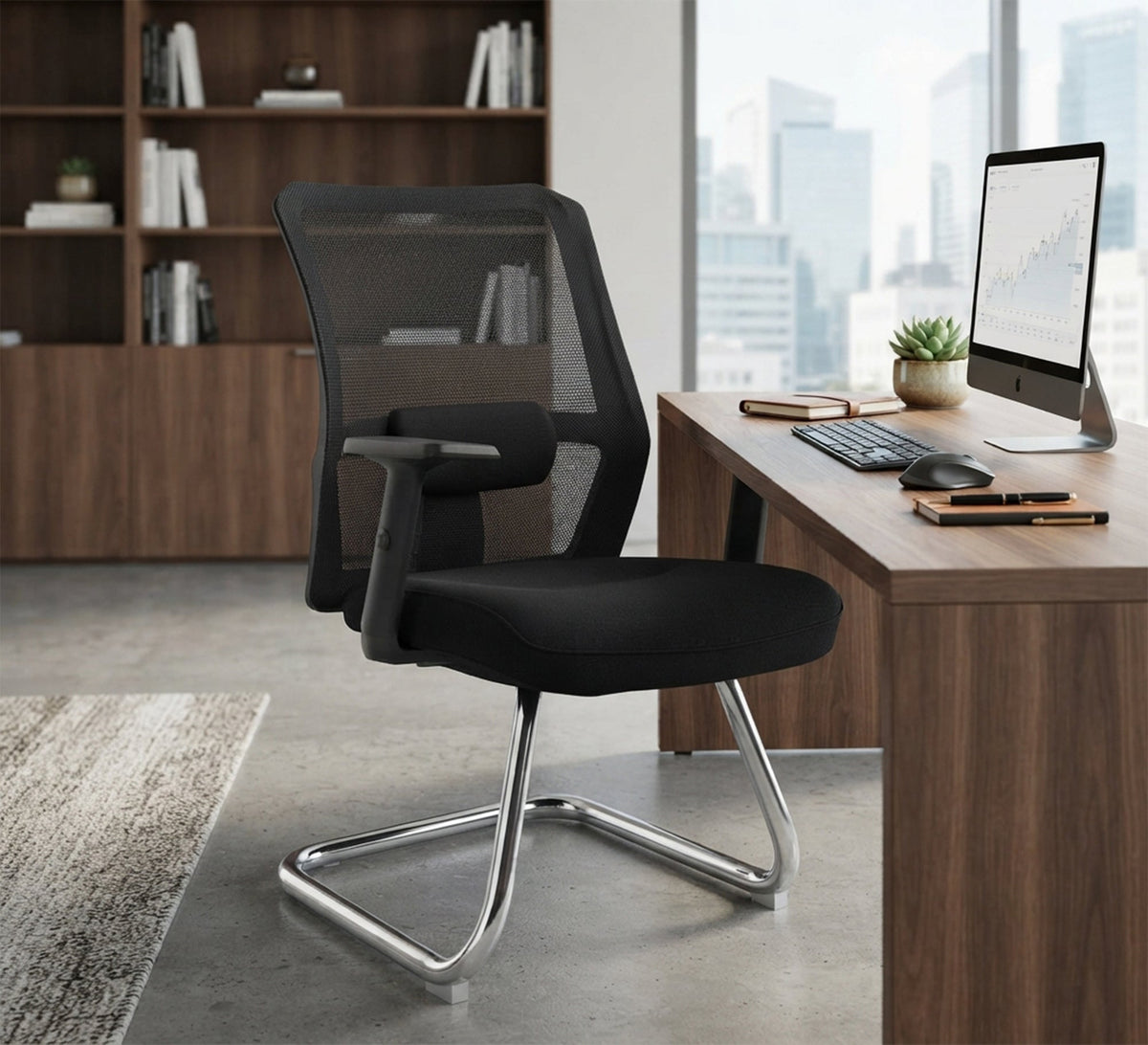 Modern office chair with a nickel base - Vitrine Furniture - Office Chairs