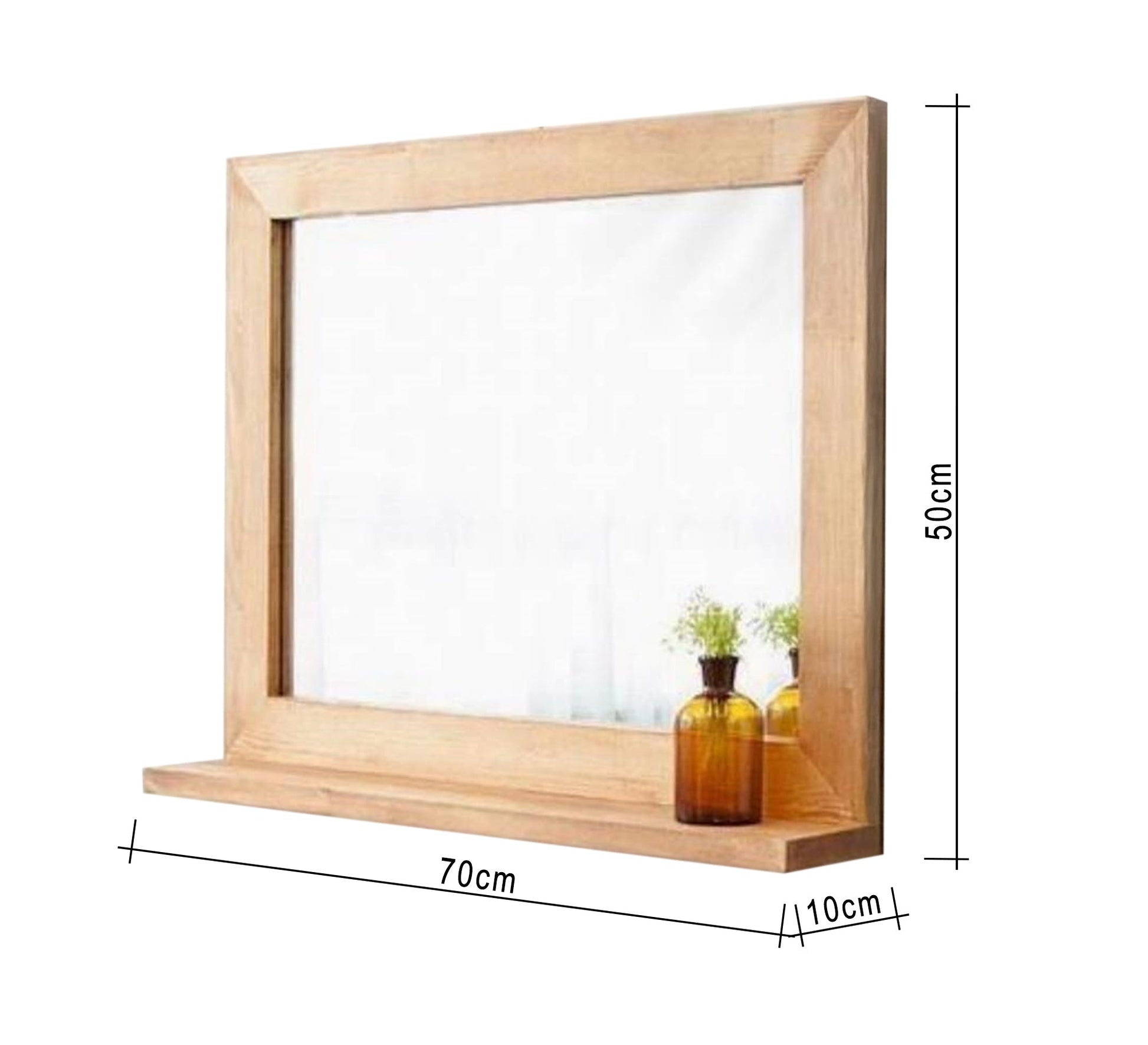 Modern rectangular mirror with a decorative shelf - Vitrine Furniture - Décor