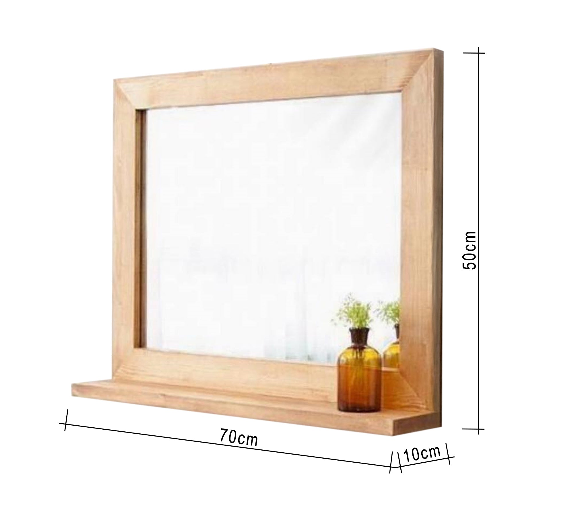 Modern rectangular mirror with a decorative shelf - Vitrine Furniture - Décor
