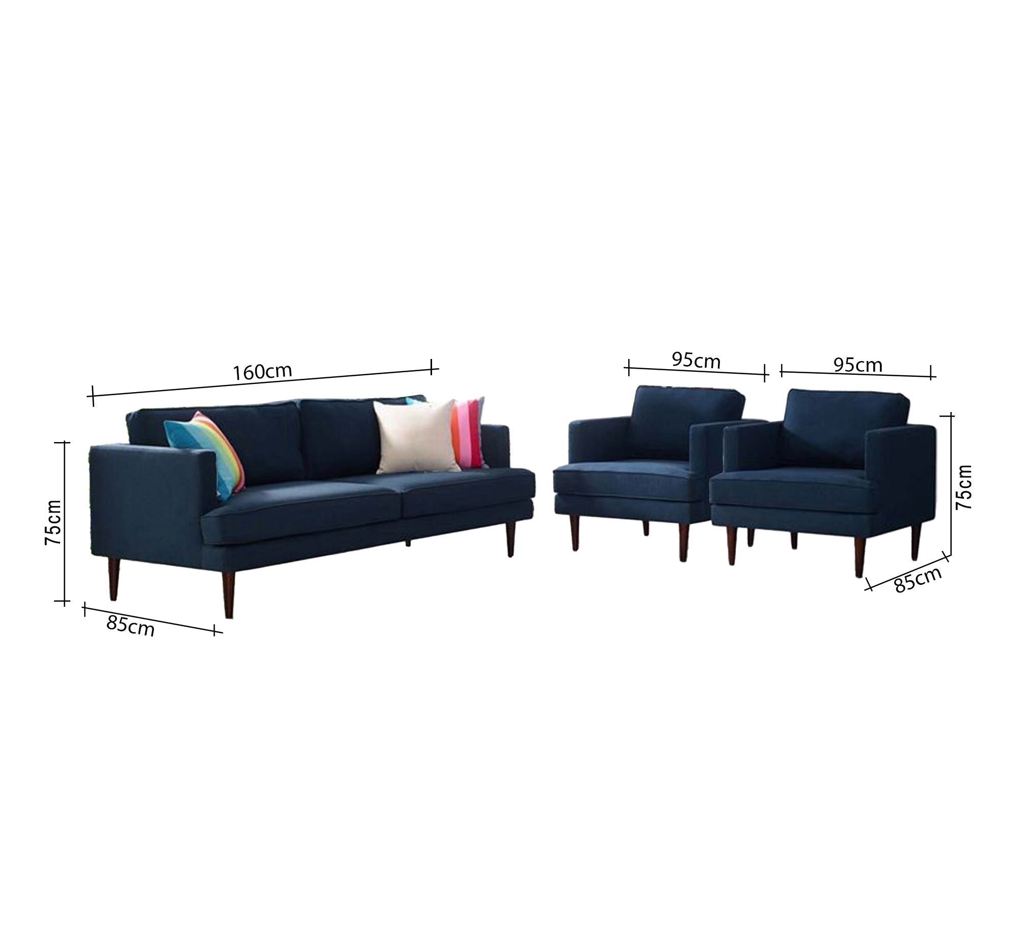 Modern Simple Dark Blue Living Room Set - Vitrine Furniture - Living Room Set