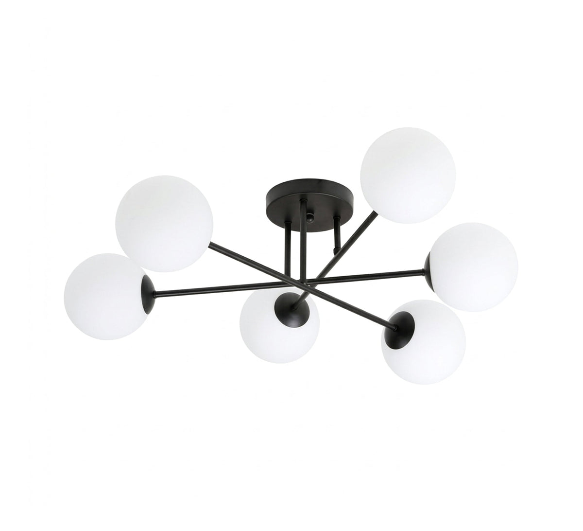 Modern six-light chandelier with white glass globes - Vitrine Furniture - Ceiling lights