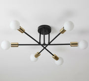 Modern six-light intertwined ceiling chandelier in black and gold - Vitrine Furniture - Ceiling lights