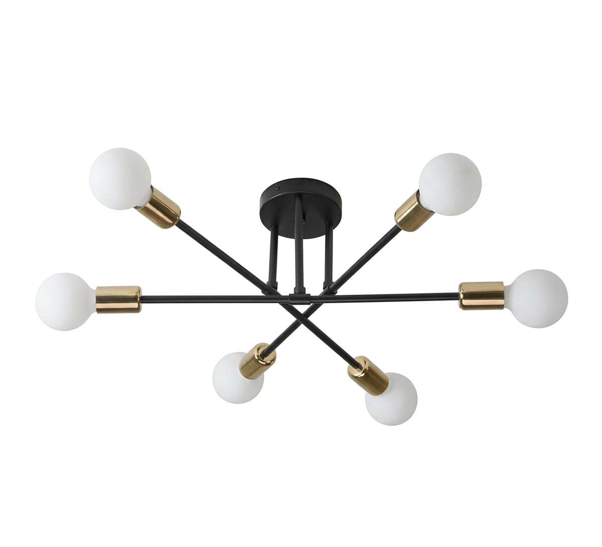 Modern six-light intertwined ceiling chandelier in black and gold - Vitrine Furniture - Ceiling lights