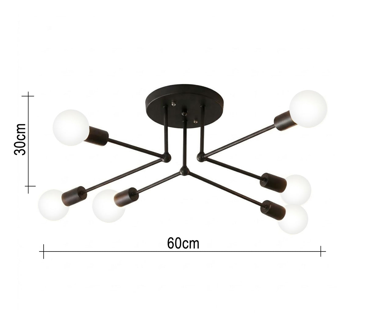 Modern six-light intertwined ceiling chandelier in black - Vitrine Furniture - Ceiling lights