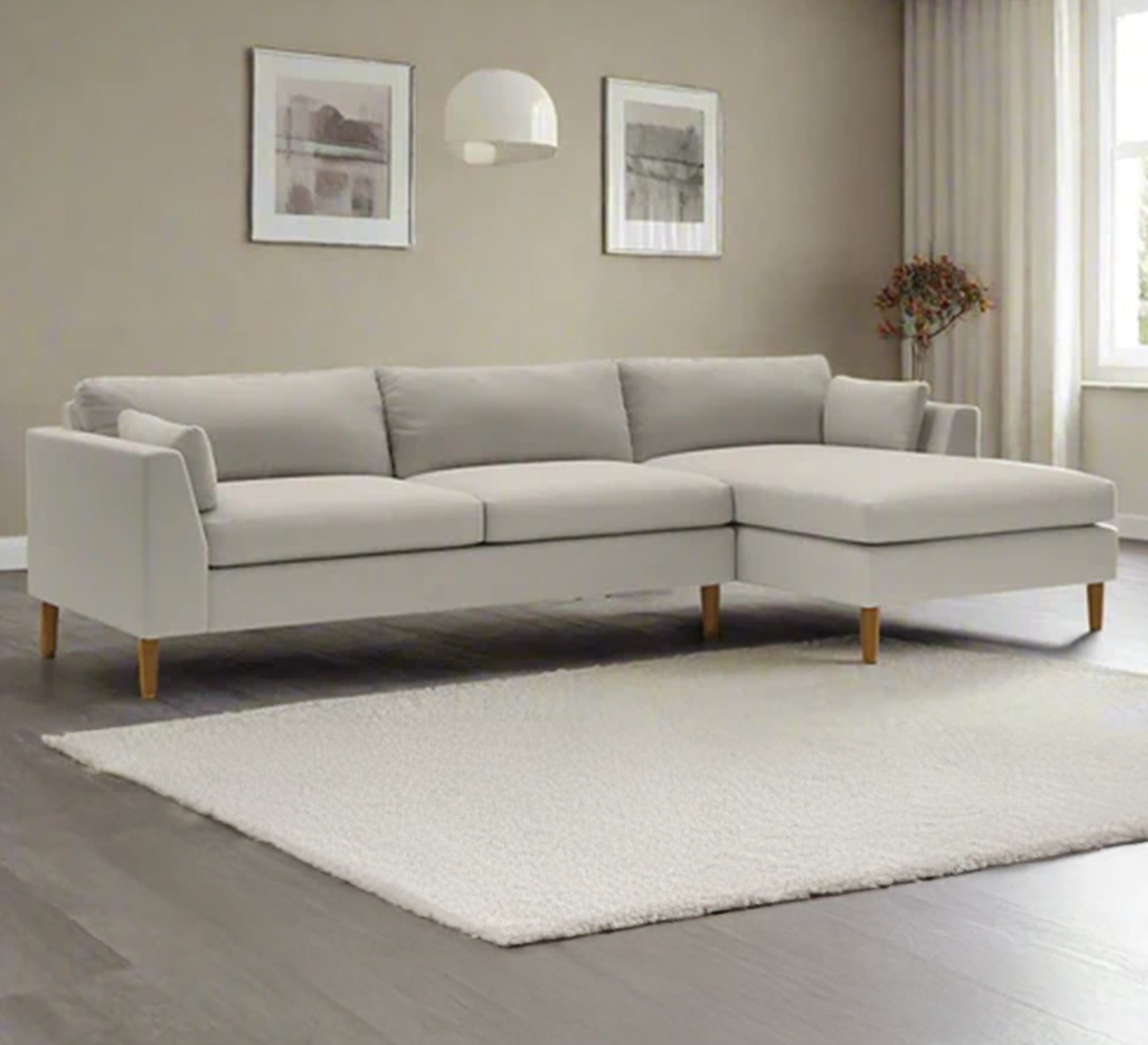 Modern spacious corner sofa in light beige - Vitrine Furniture - Furniture