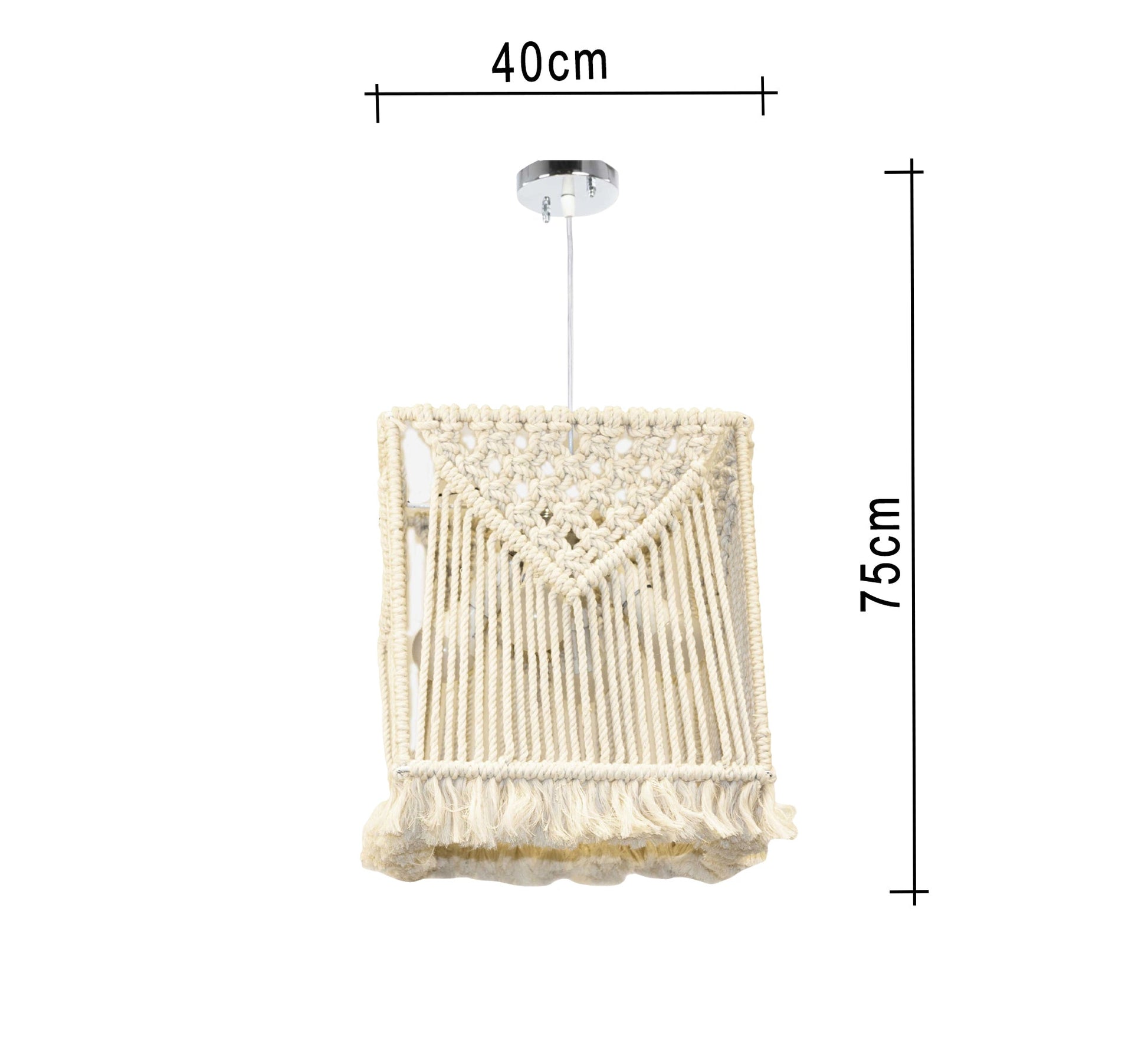 Modern Square Macrame Ceiling Lamp - Vitrine Furniture - Lighting
