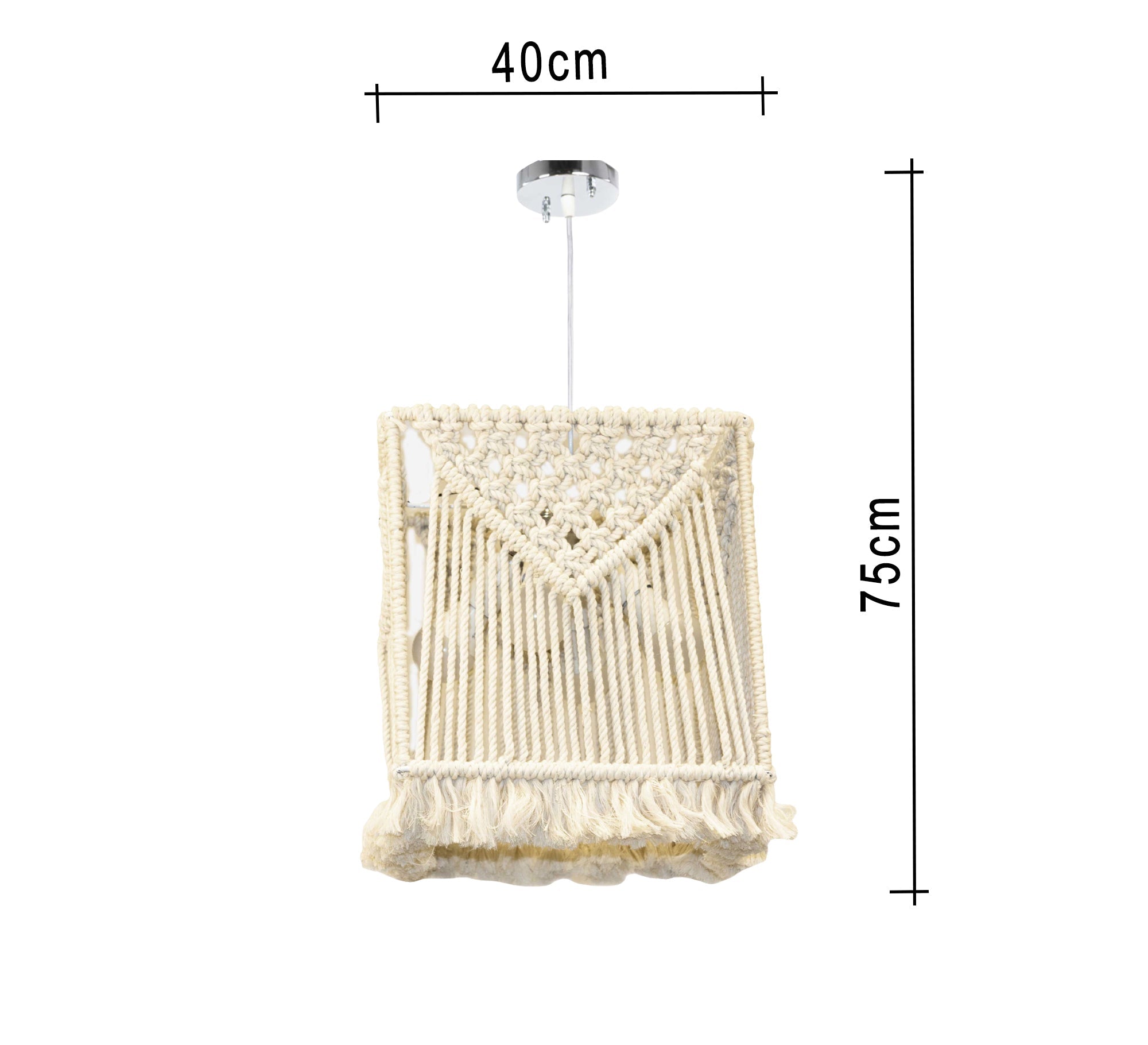 Modern Square Macrame Ceiling Lamp - Vitrine Furniture - Lighting
