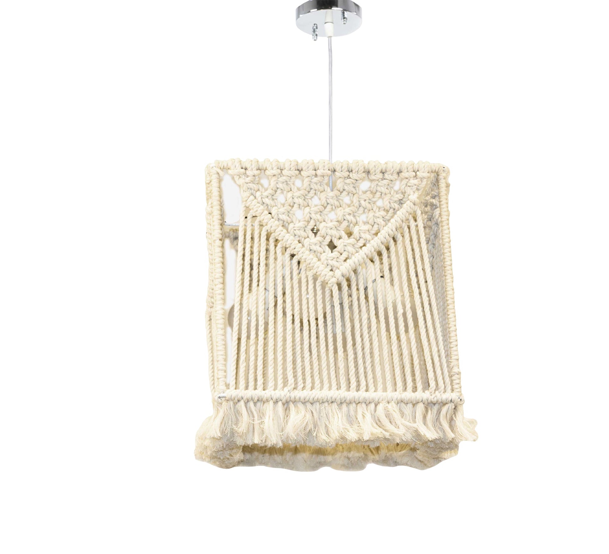 Modern Square Macrame Ceiling Lamp - Vitrine Furniture - Lighting