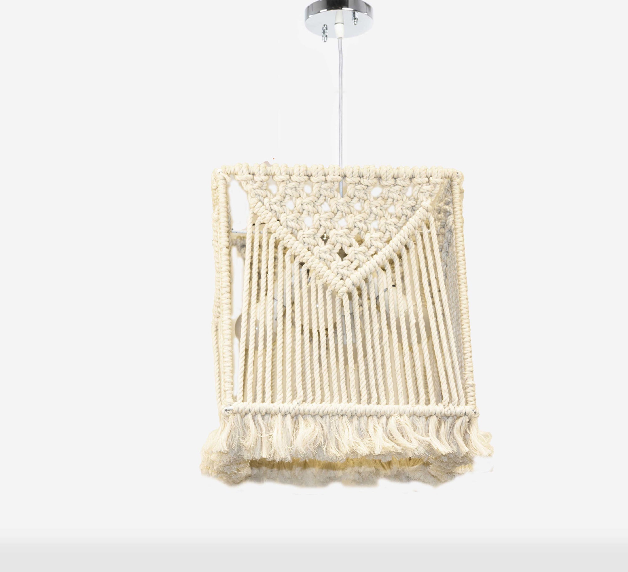 Modern Square Macrame Ceiling Lamp - Vitrine Furniture - Lighting