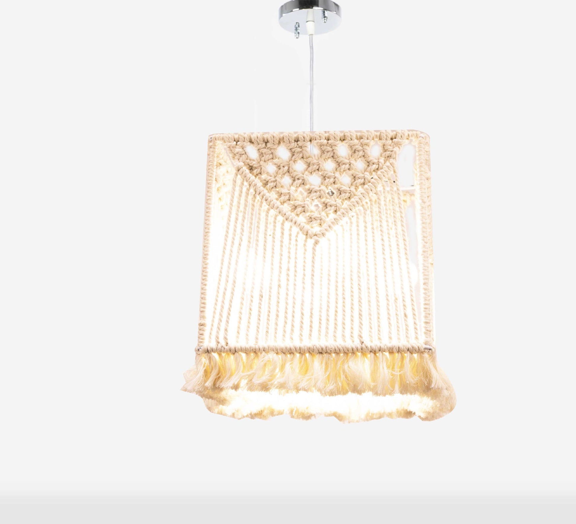 Modern Square Macrame Ceiling Lamp - Vitrine Furniture - Lighting