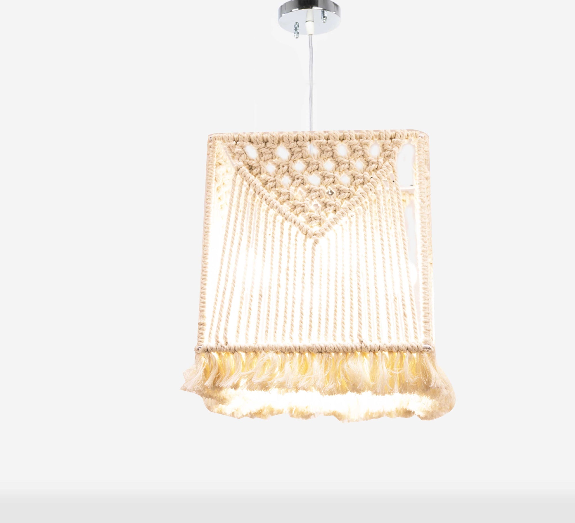 Modern Square Macrame Ceiling Lamp - Vitrine Furniture - Lighting