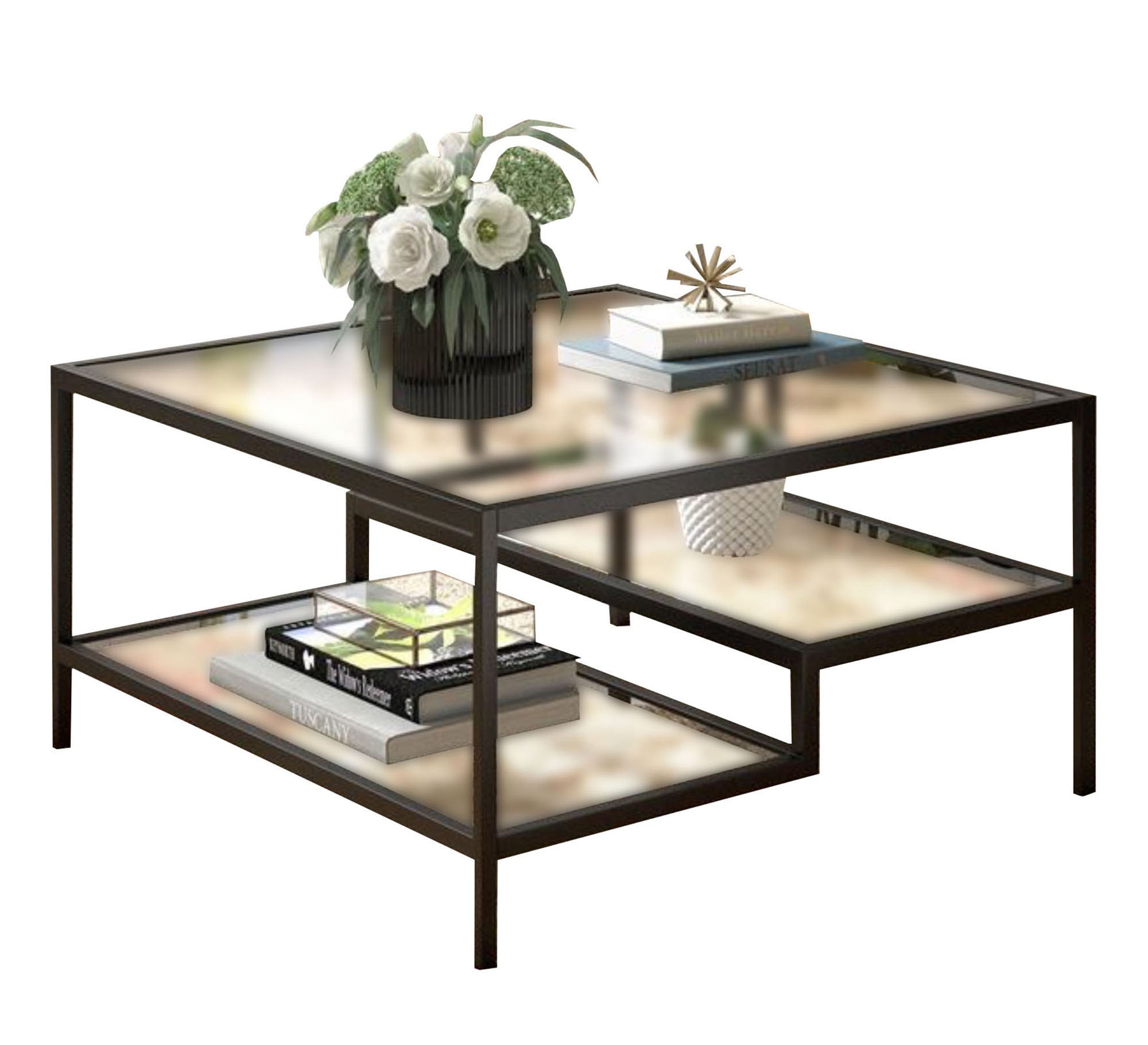 Modern table with three glass surfaces - Vitrine Furniture - Furniture
