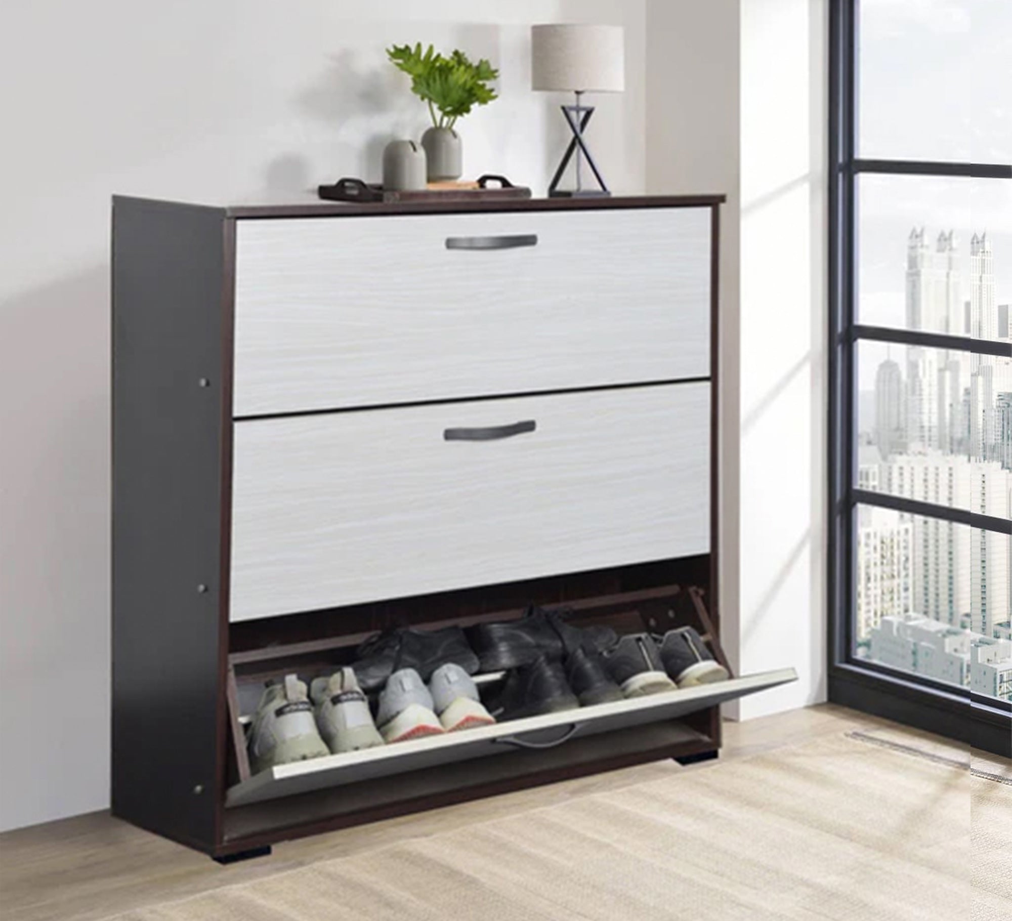 Modern three - door shoe rack - Vitrine Furniture - Furniture