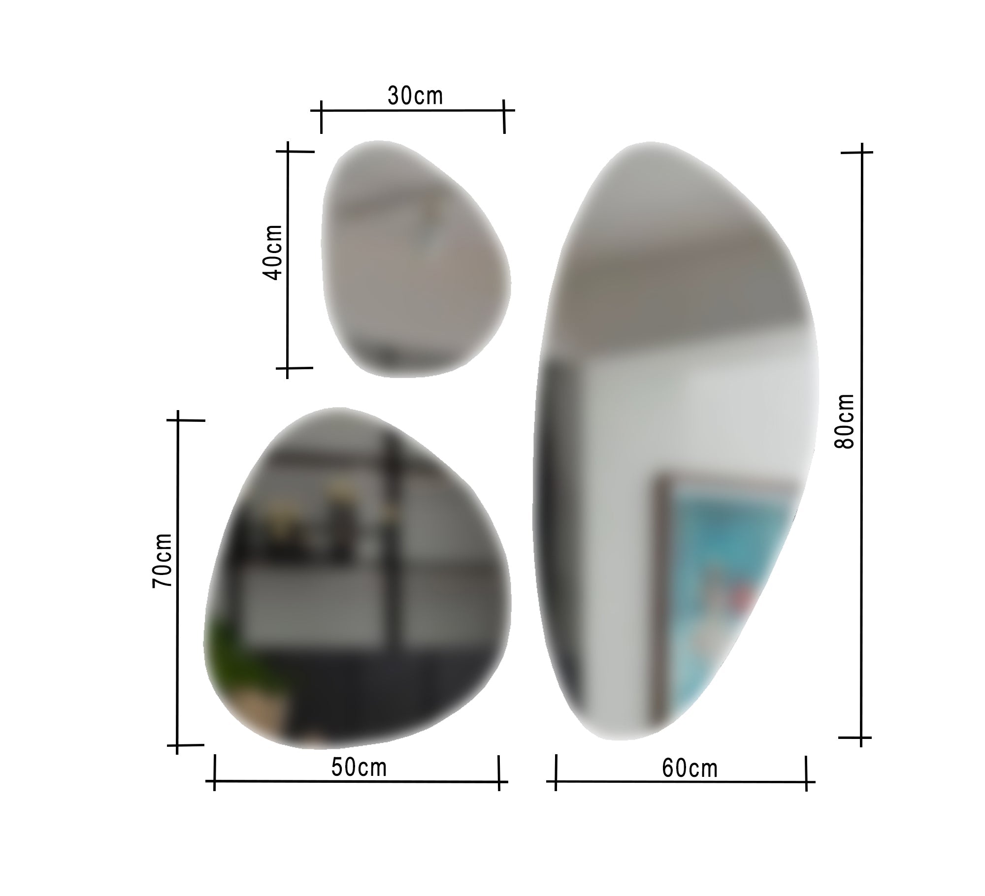 Modern three - piece mirror set - Vitrine Furniture - Décor