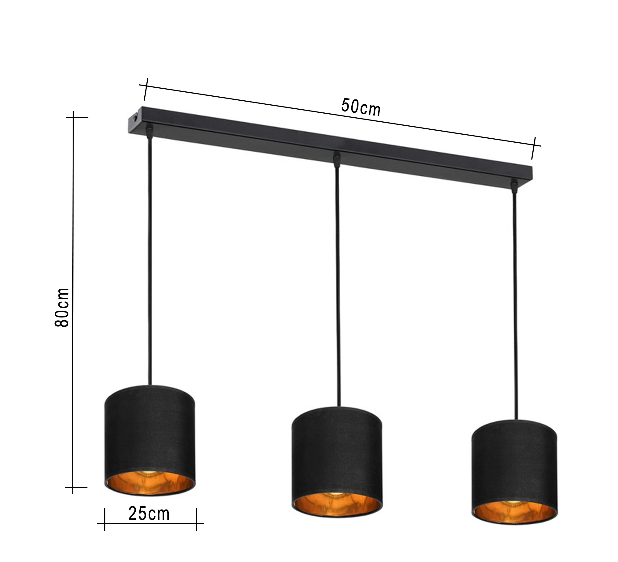 Modern Triple Black Chandelier - Vitrine Furniture - Lighting