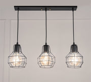 Modern Triple Chandelier with Black Circular Cage Light Fixtures - Vitrine Furniture - Lighting