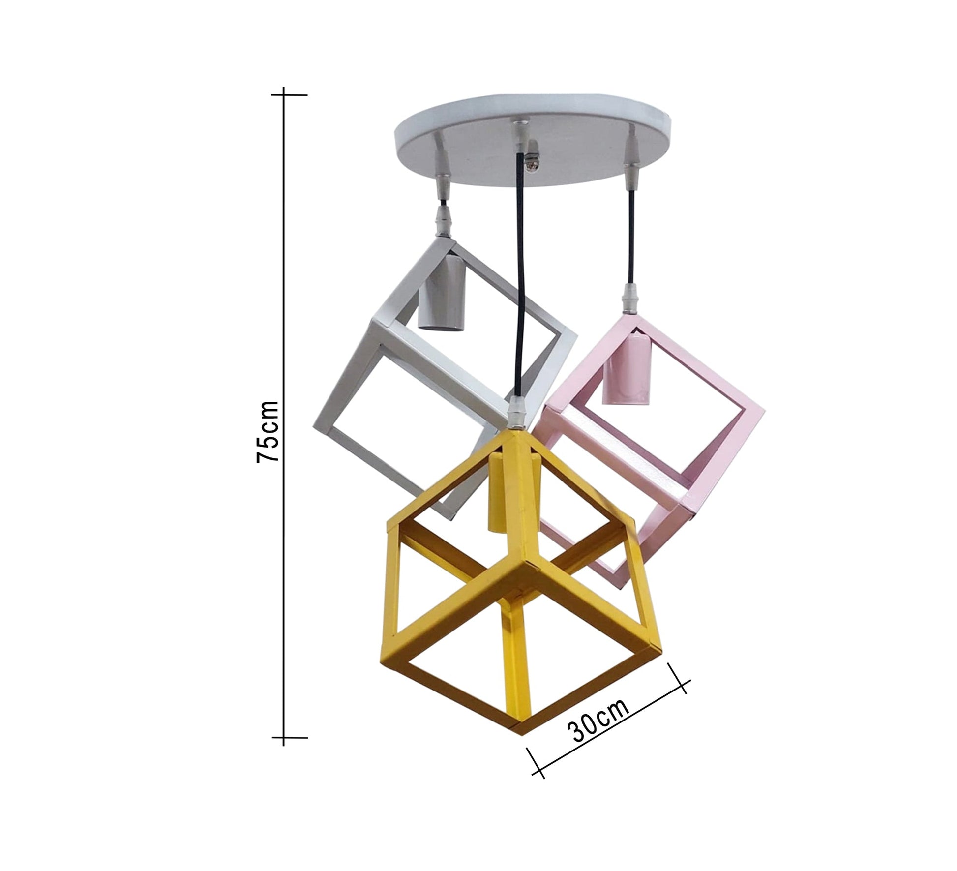 Modern Triple Chandelier with Circular Base in Multiple Colors - Vitrine Furniture - Lighting