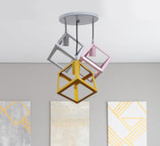 Modern Triple Chandelier with Circular Base in Multiple Colors - Vitrine Furniture - Lighting