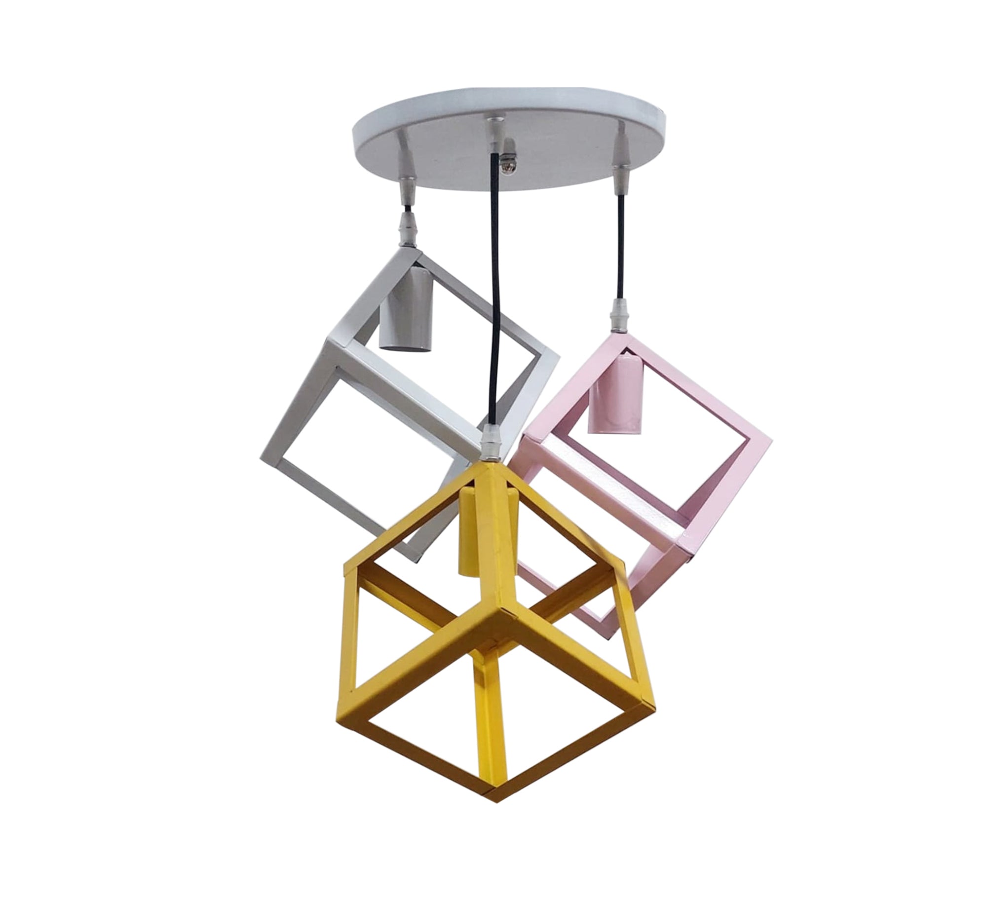 Modern Triple Chandelier with Circular Base in Multiple Colors - Vitrine Furniture - Lighting