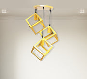 Modern Triple Chandelier with Circular Base in Yellow - Vitrine Furniture - Lighting