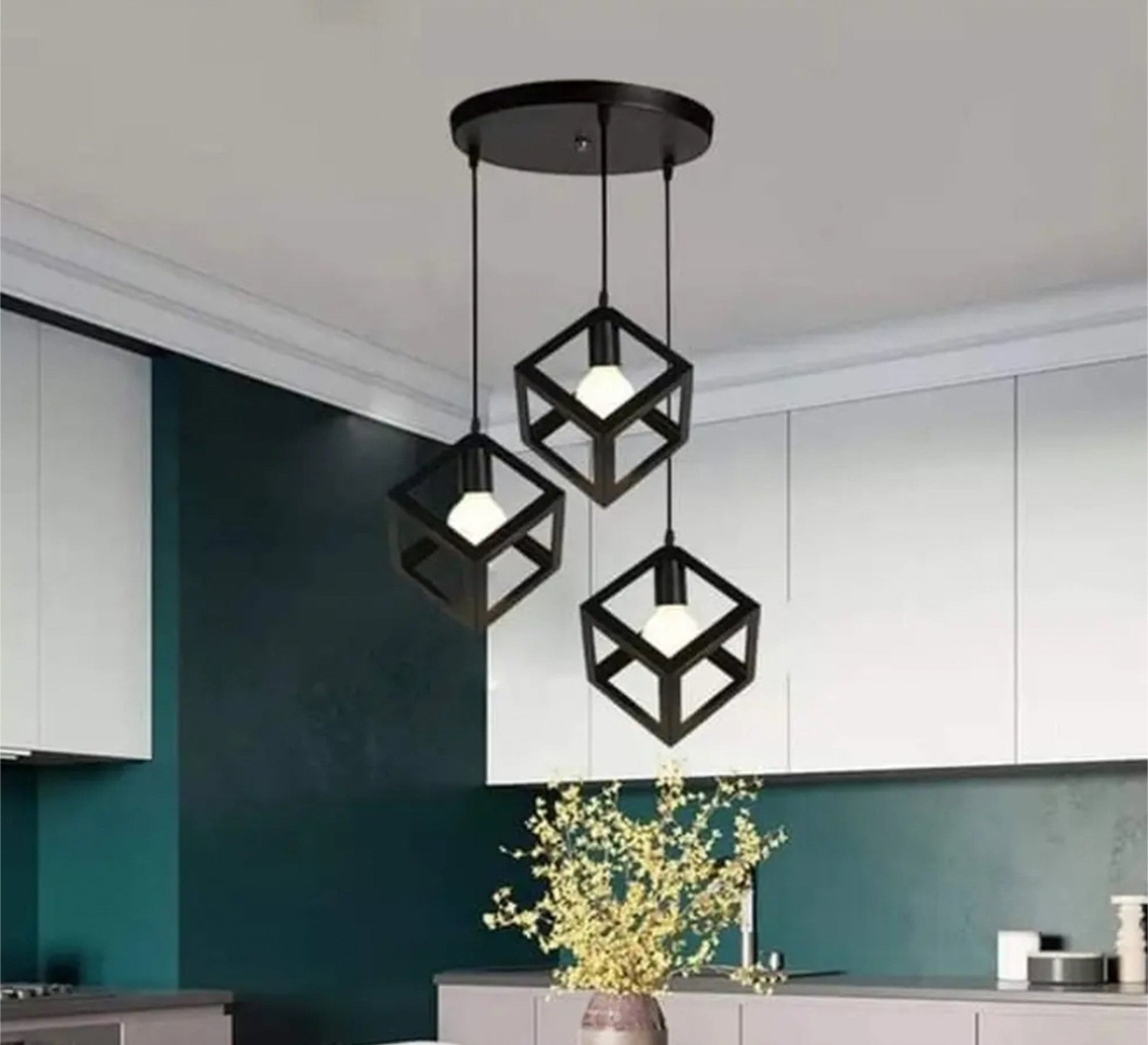 Modern Triple Chandelier with Circular Base - Vitrine Furniture - Lighting