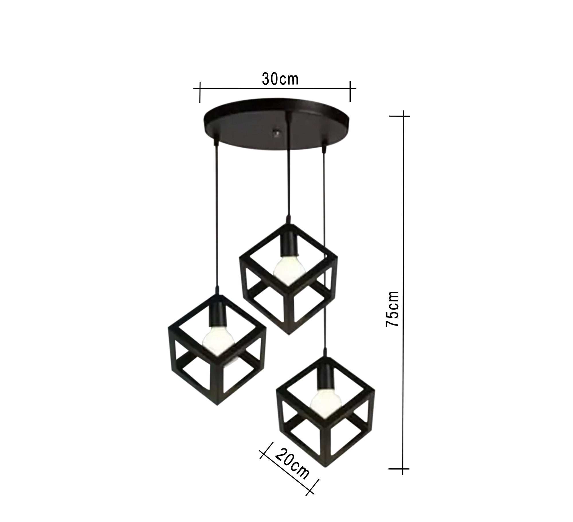 Modern Triple Chandelier with Circular Base - Vitrine Furniture - Lighting