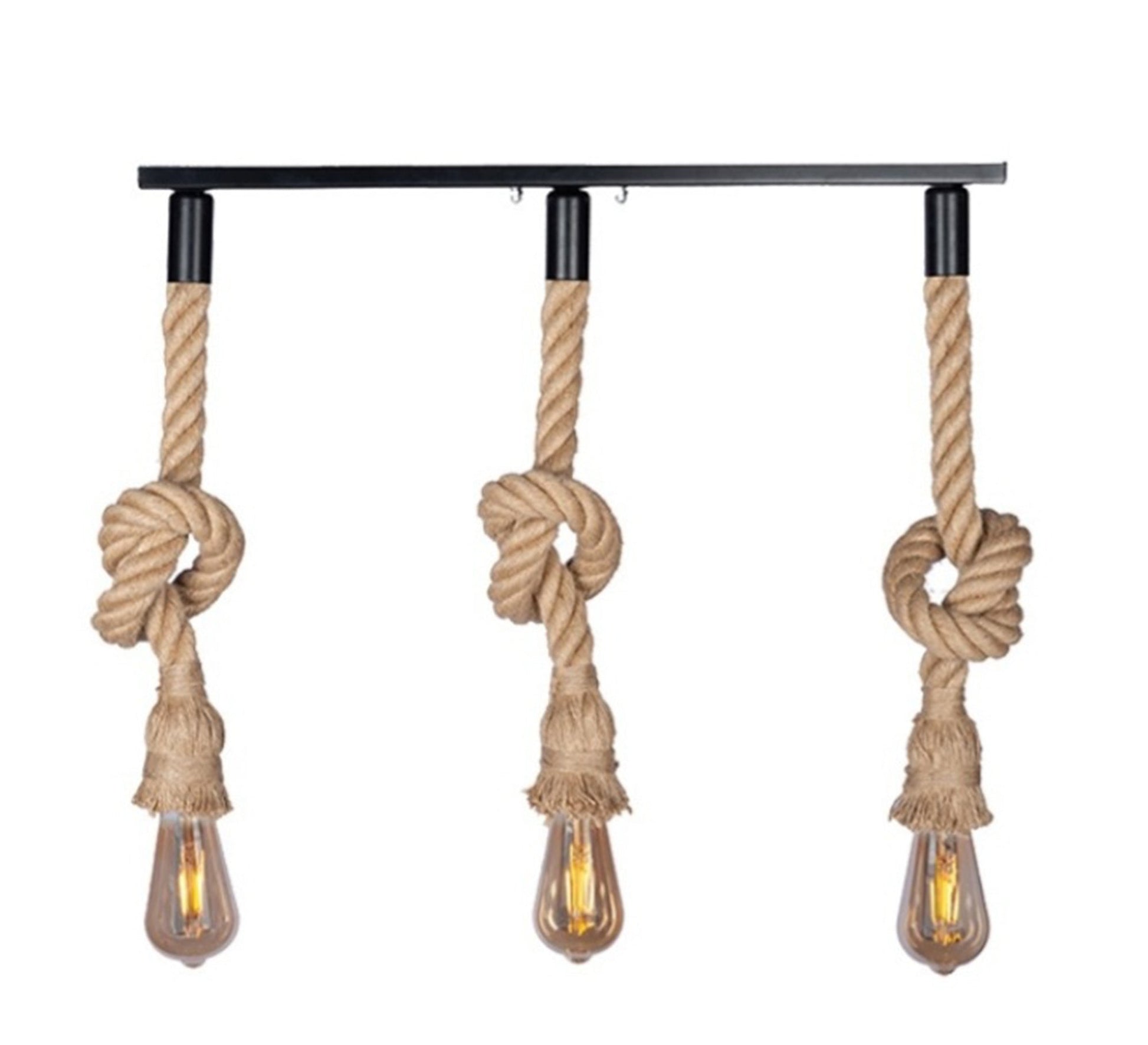 Modern Triple Chandelier with Hanging Light Fixtures Suspended by Cables - Vitrine Furniture - Lighting