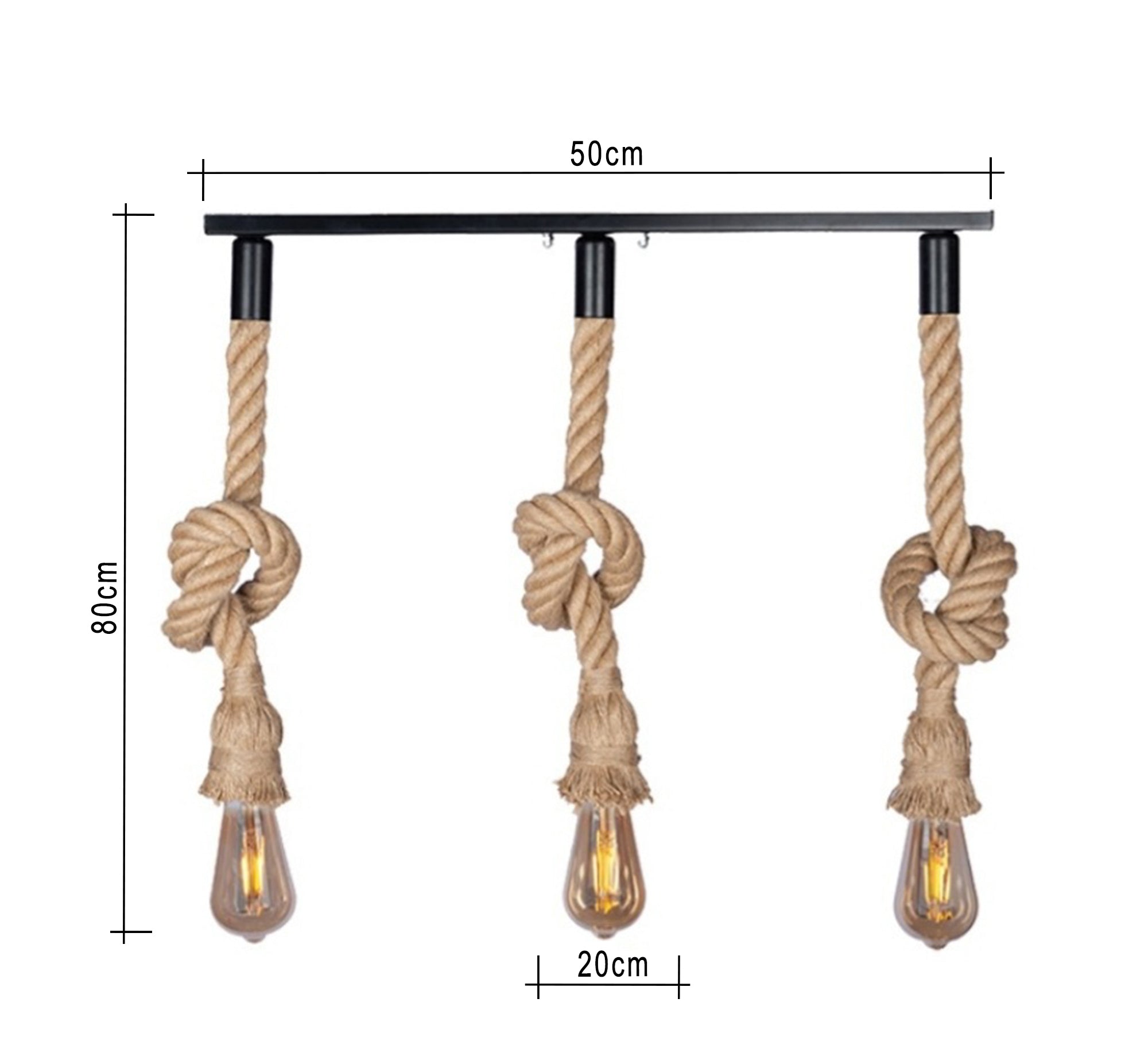 Modern Triple Chandelier with Hanging Light Fixtures Suspended by Cables - Vitrine Furniture - Lighting