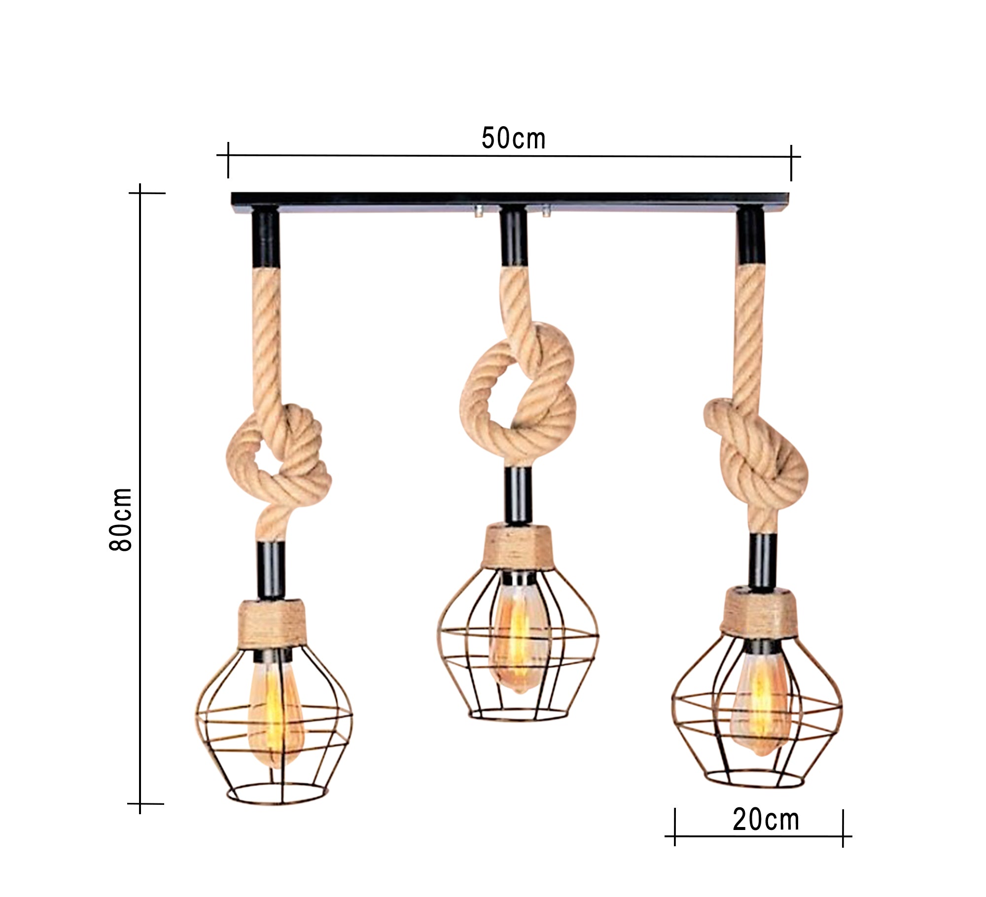 Modern Triple Chandelier with Track for Black Hanging Light Fixtures in a Cage Shape - Vitrine Furniture - Lighting