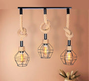 Modern Triple Chandelier with Track for Black Hanging Light Fixtures in a Cage Shape - Vitrine Furniture - Lighting
