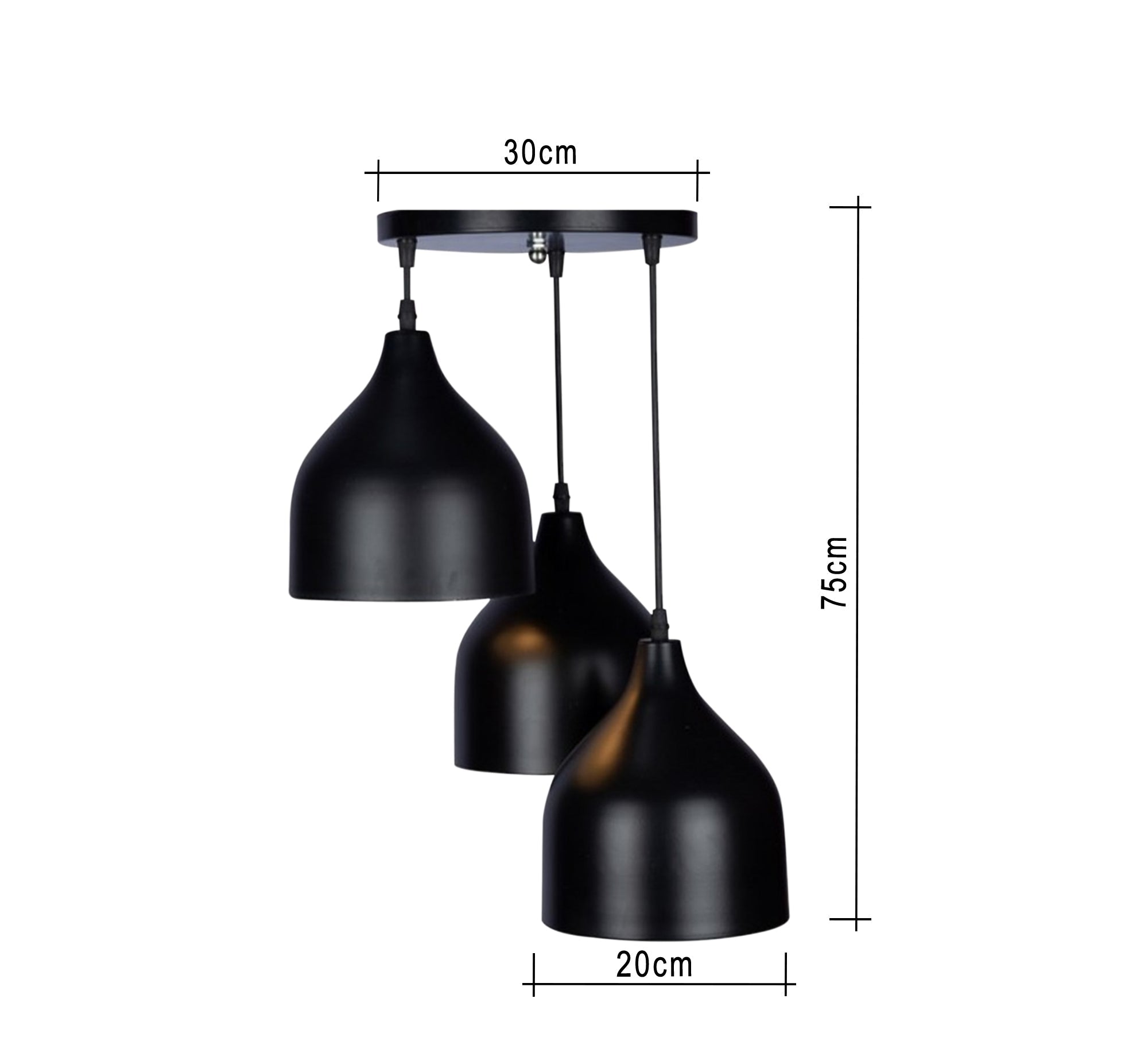 Modern Triple Chandelier with Track for Black Light Fixtures - Vitrine Furniture - Lighting