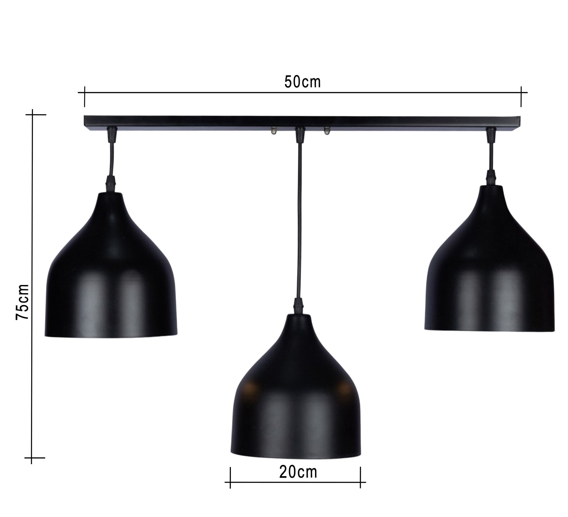 Modern Triple Pendant Chandelier with Black Light Fixtures - Vitrine Furniture - Lighting
