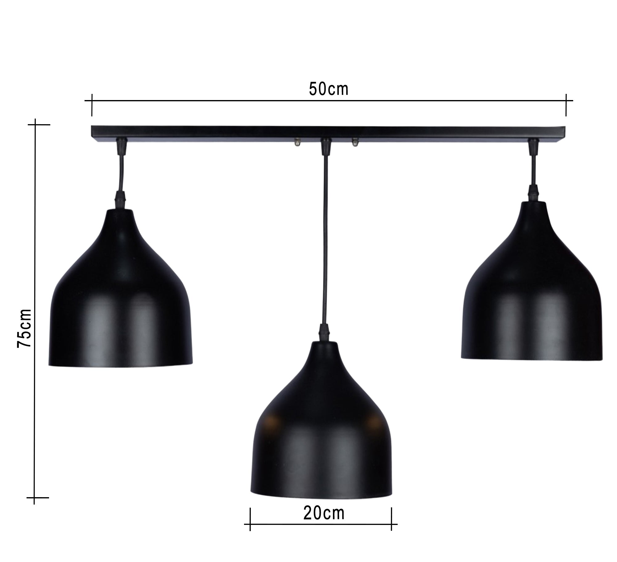 Modern Triple Pendant Chandelier with Black Light Fixtures - Vitrine Furniture - Lighting