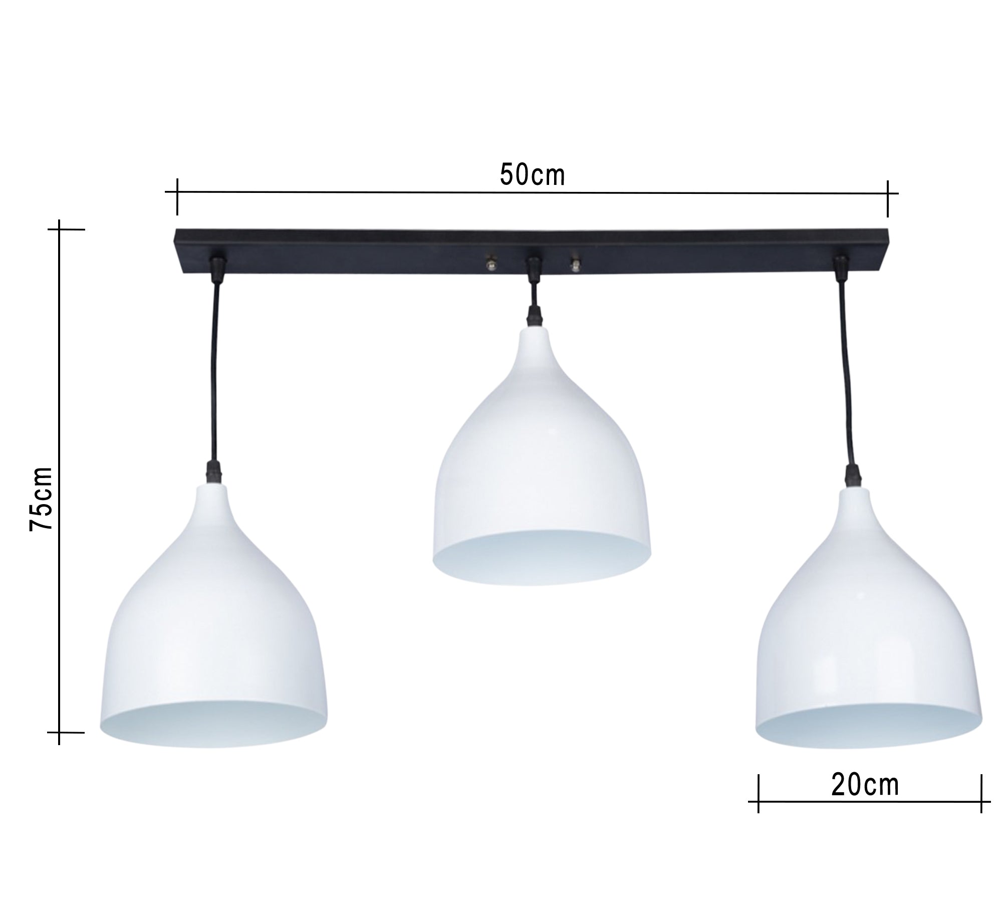 Modern Triple Pendant Chandelier with White Light Fixtures - Vitrine Furniture - Lighting