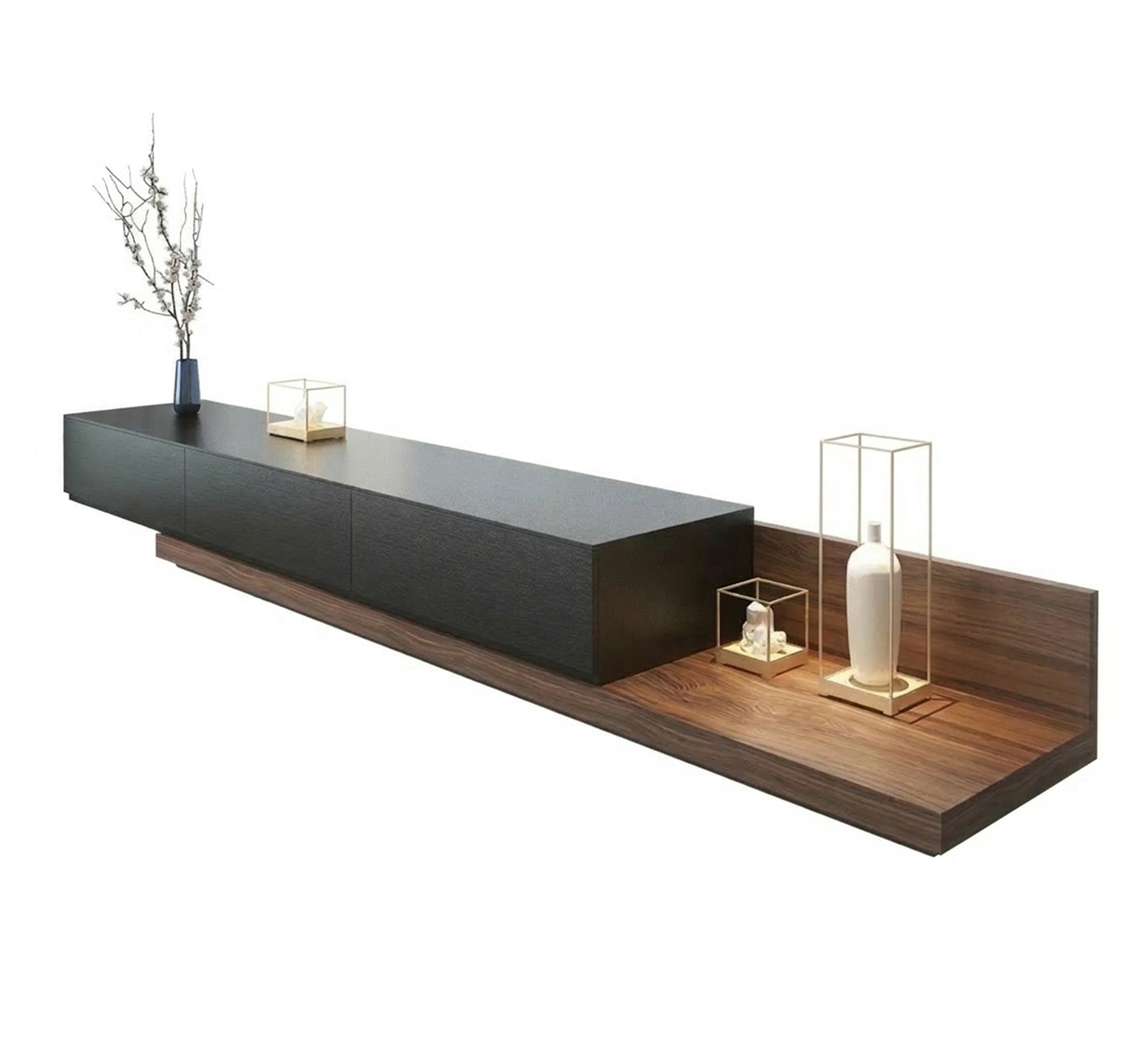 Modern TV stand in black and brown - Vitrine Furniture - TV Table & Cabinet