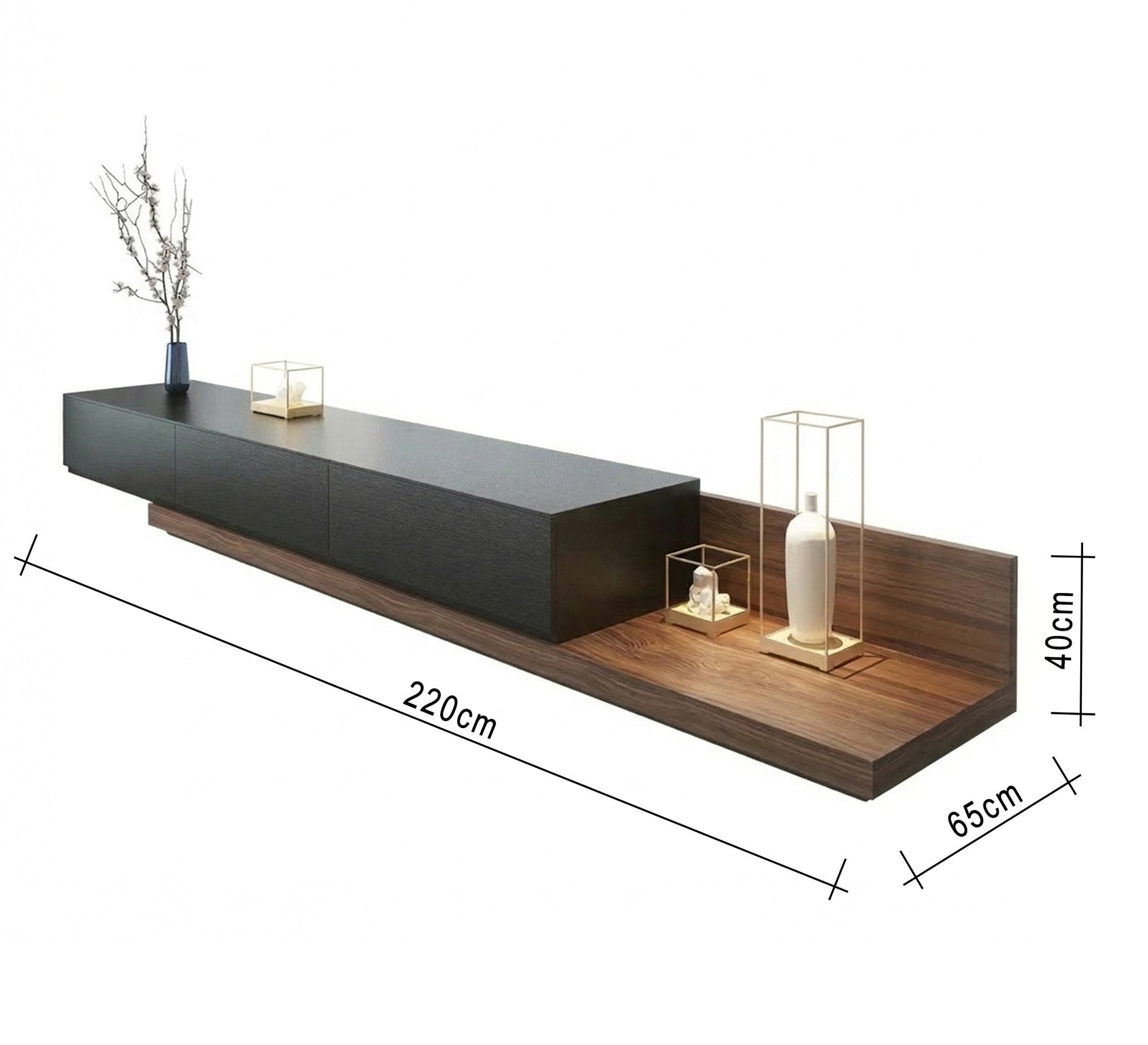 Modern TV stand in black and brown - Vitrine Furniture - TV Table & Cabinet