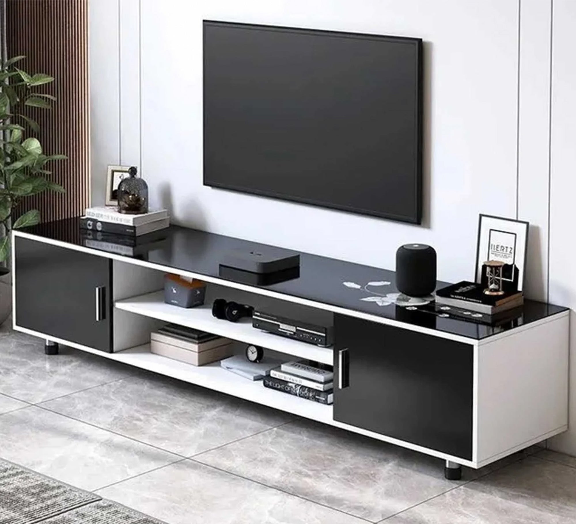 Modern TV stand in black and white - Vitrine Furniture - Furniture