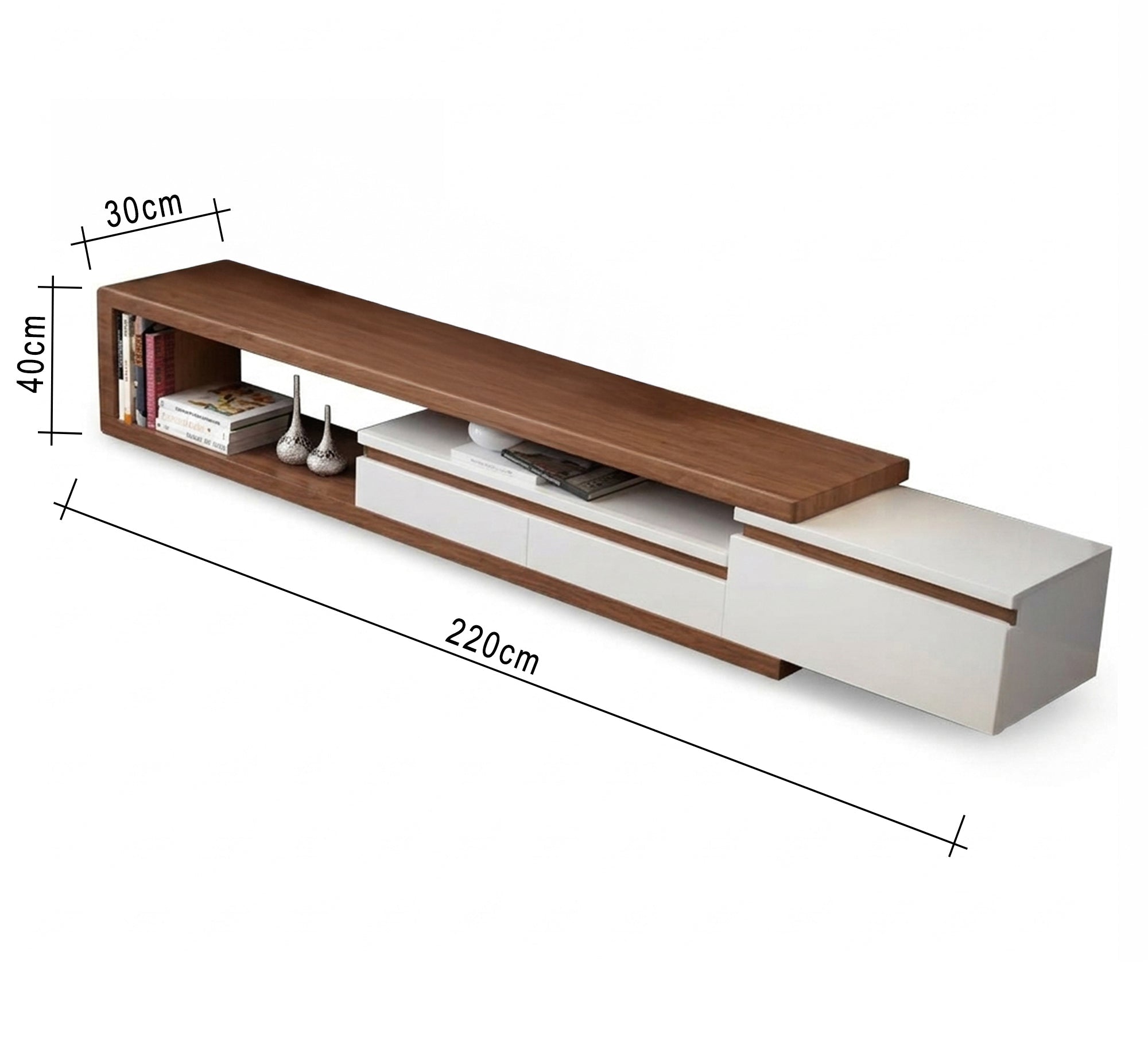 Modern TV stand in white and brown - Vitrine Furniture - TV Table & Cabinet