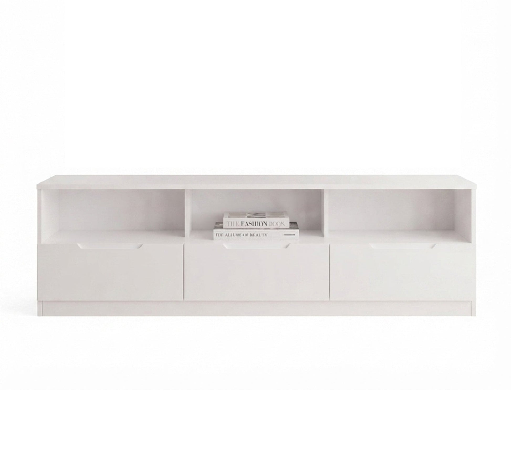 Modern TV stand with three white drawers - Vitrine Furniture - TV Table & Cabinet