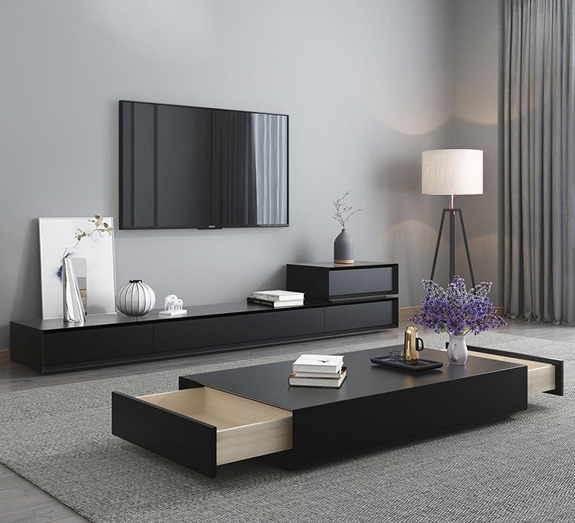 Modern TV unit and black table - Vitrine Furniture - Furniture