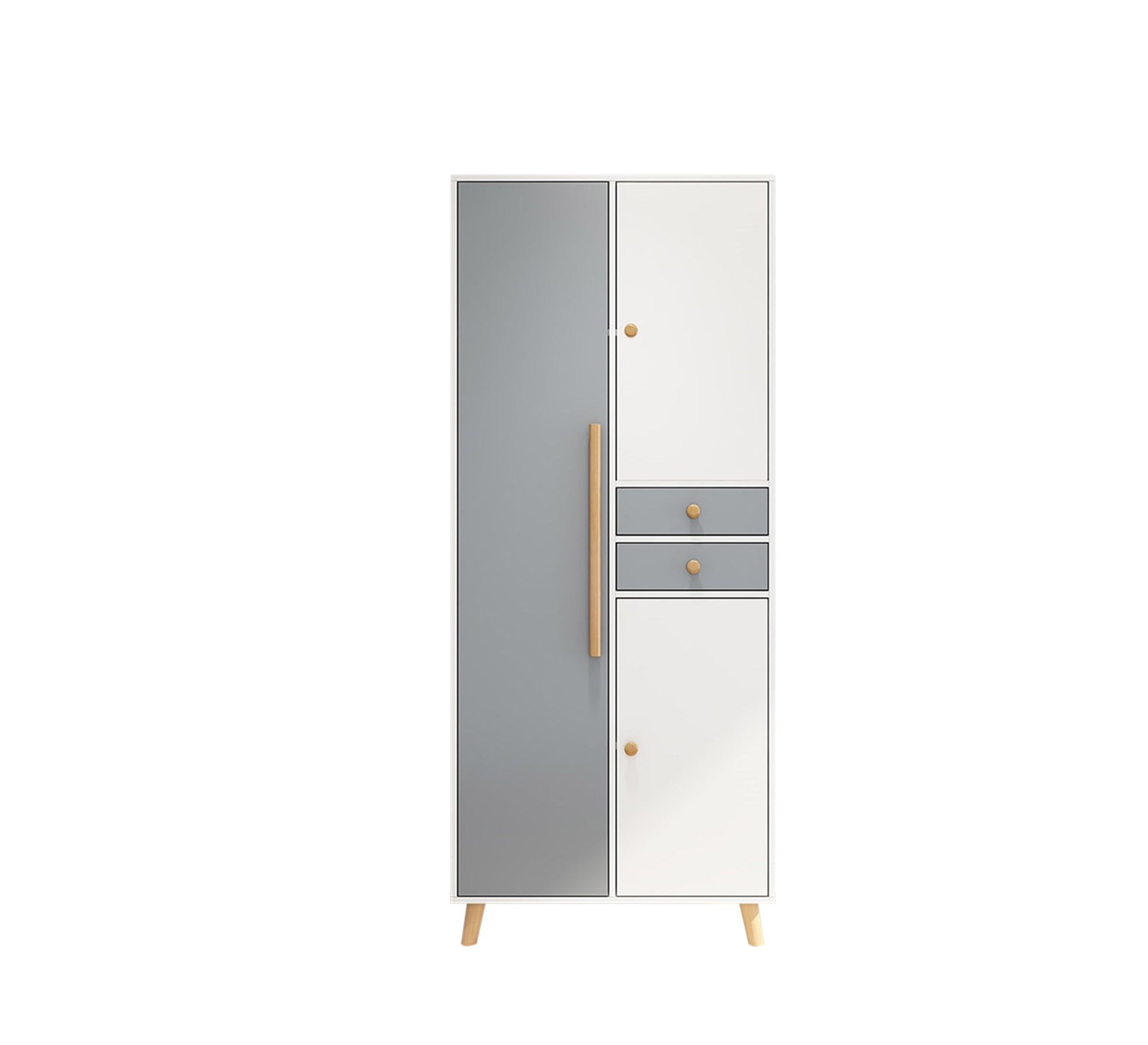 Modern two - tone wardrobe with drawers - Vitrine Furniture - Furniture