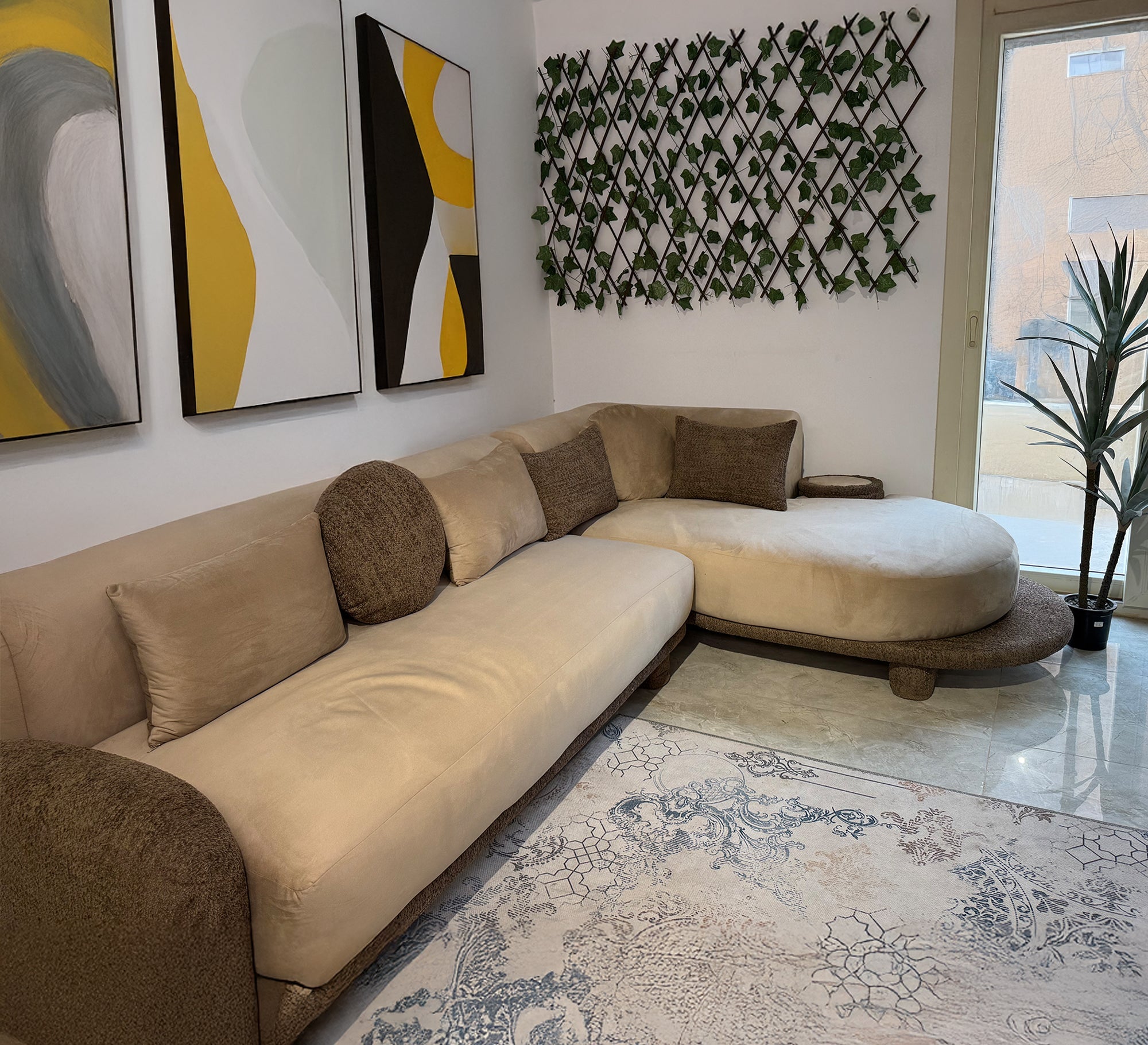 Modern upholstered L - shaped corner - Vitrine Furniture - Furniture