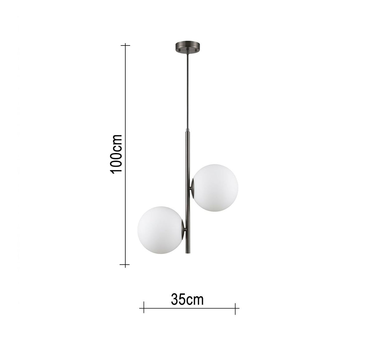 Modern vertical double-light chandelier in black - Vitrine Furniture - Ceiling lights