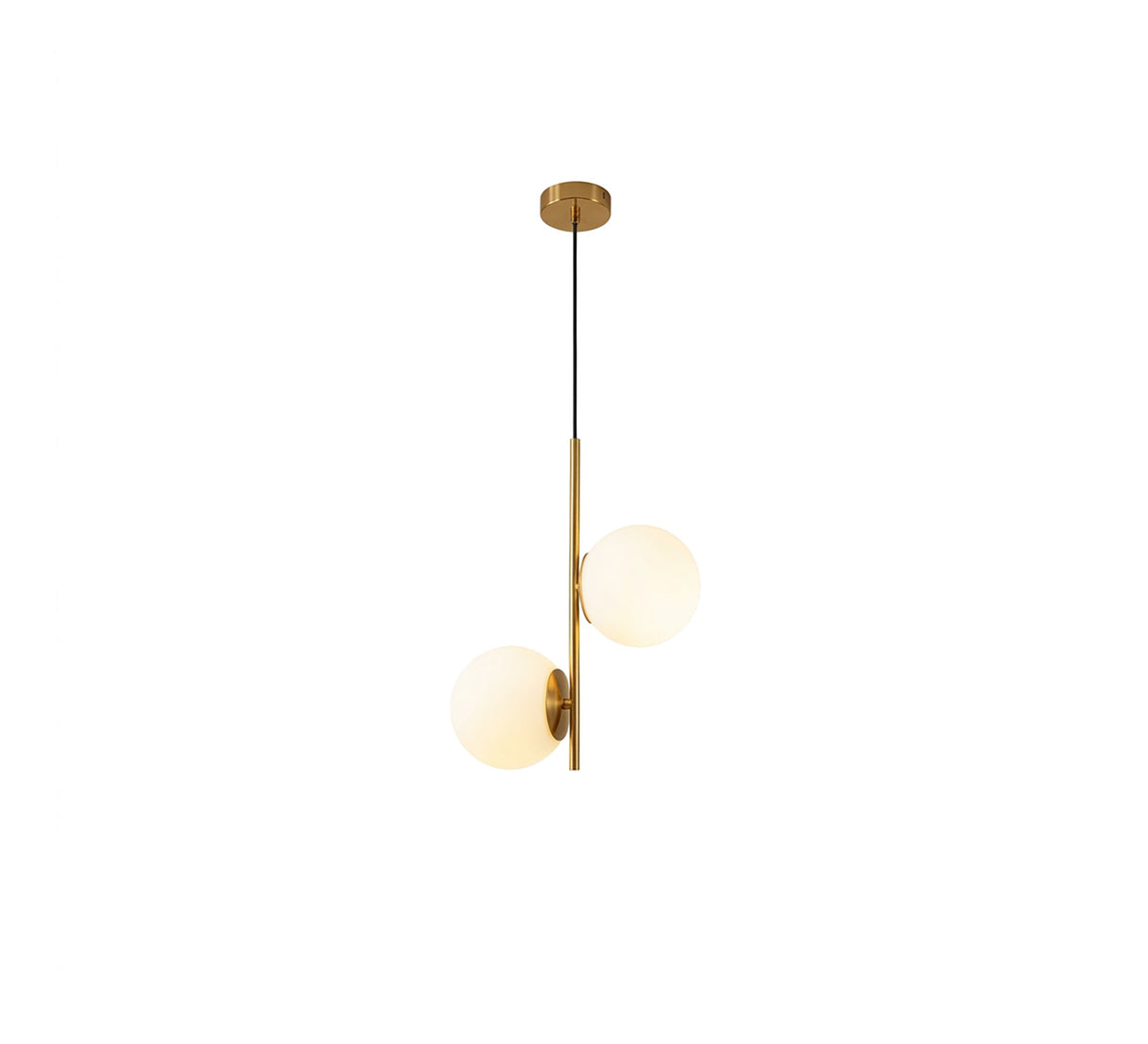 Modern vertical double-light chandelier with a gold frame - Vitrine Furniture - Ceiling lights