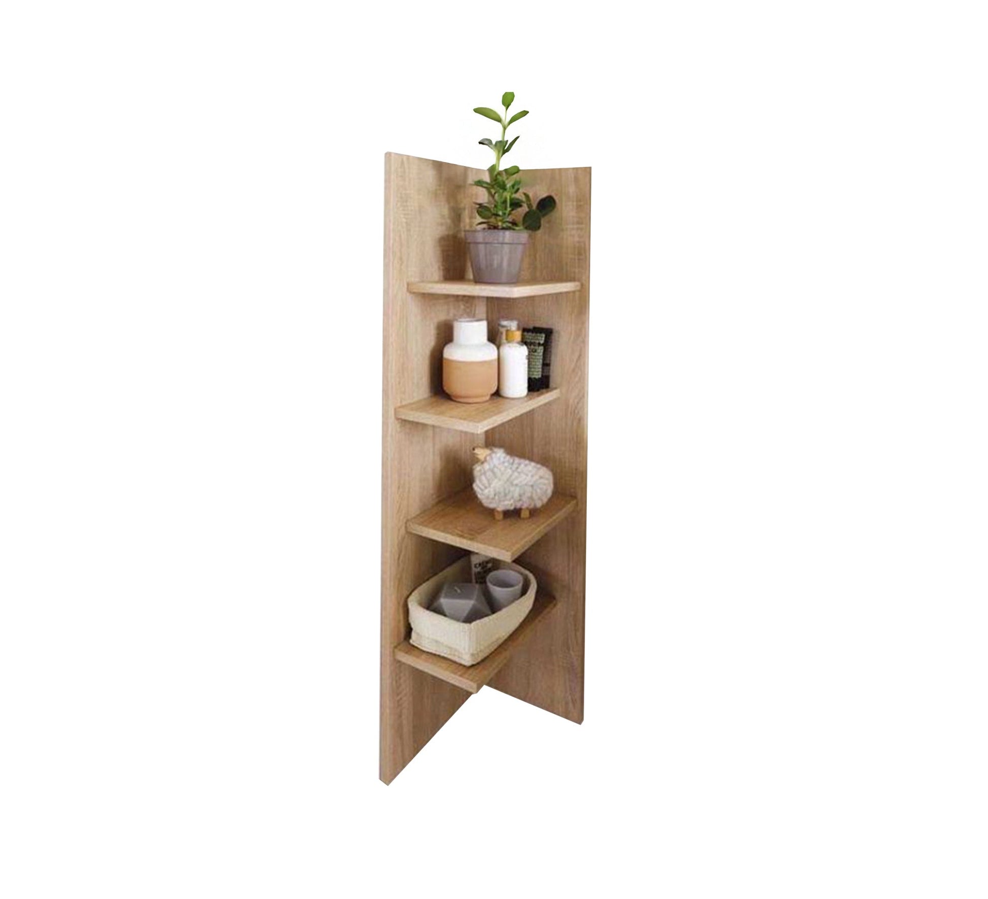 Modern wall - mounted wooden corner bookcase - Vitrine Furniture - Furniture